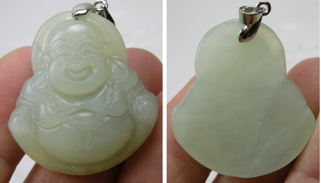 #6 59.80ct China 100% Natural Jade Hand Carved Buddha Pendant 11.95g 1 5/16 in