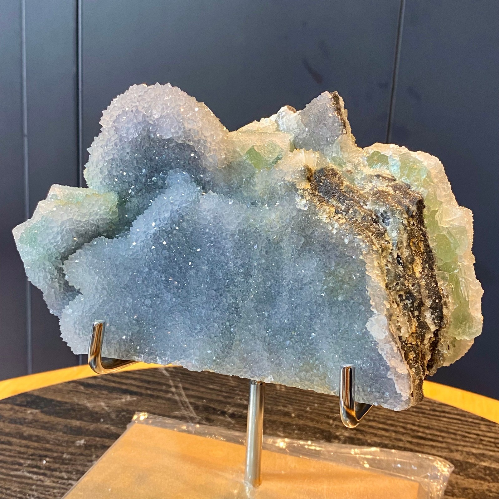 3.83LB Natural green cubic fluorite quartz crystal cluster mineral specimen