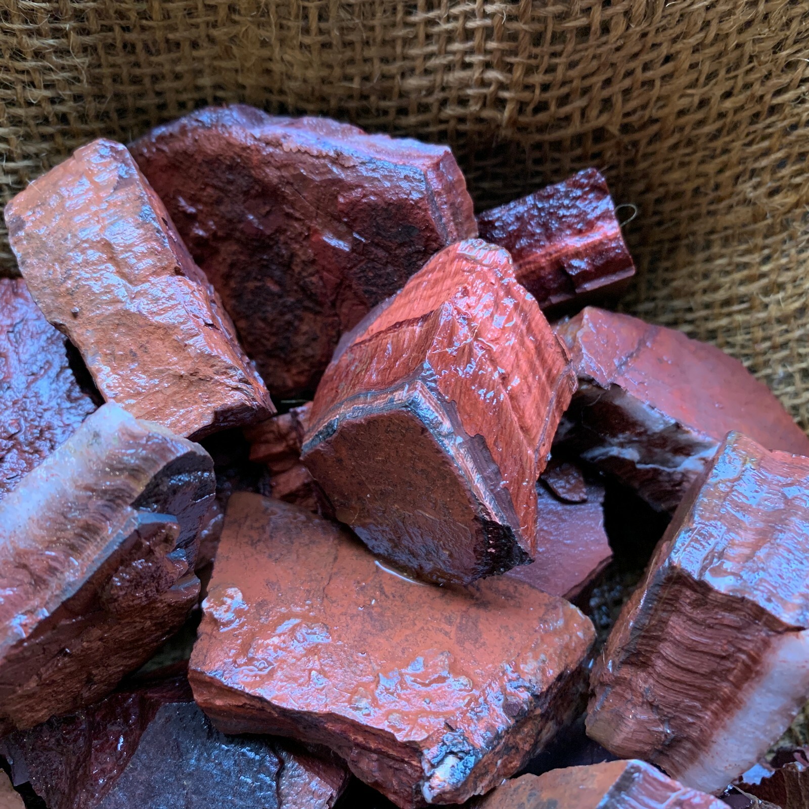 RED Tiger Eye Rough – 2000 Carat Lots + a FREE Faceted Gemstone