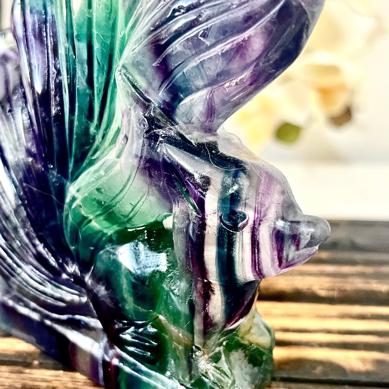 1.47LB Natural fluorite quartz products, hand carved and polished spiritual orna