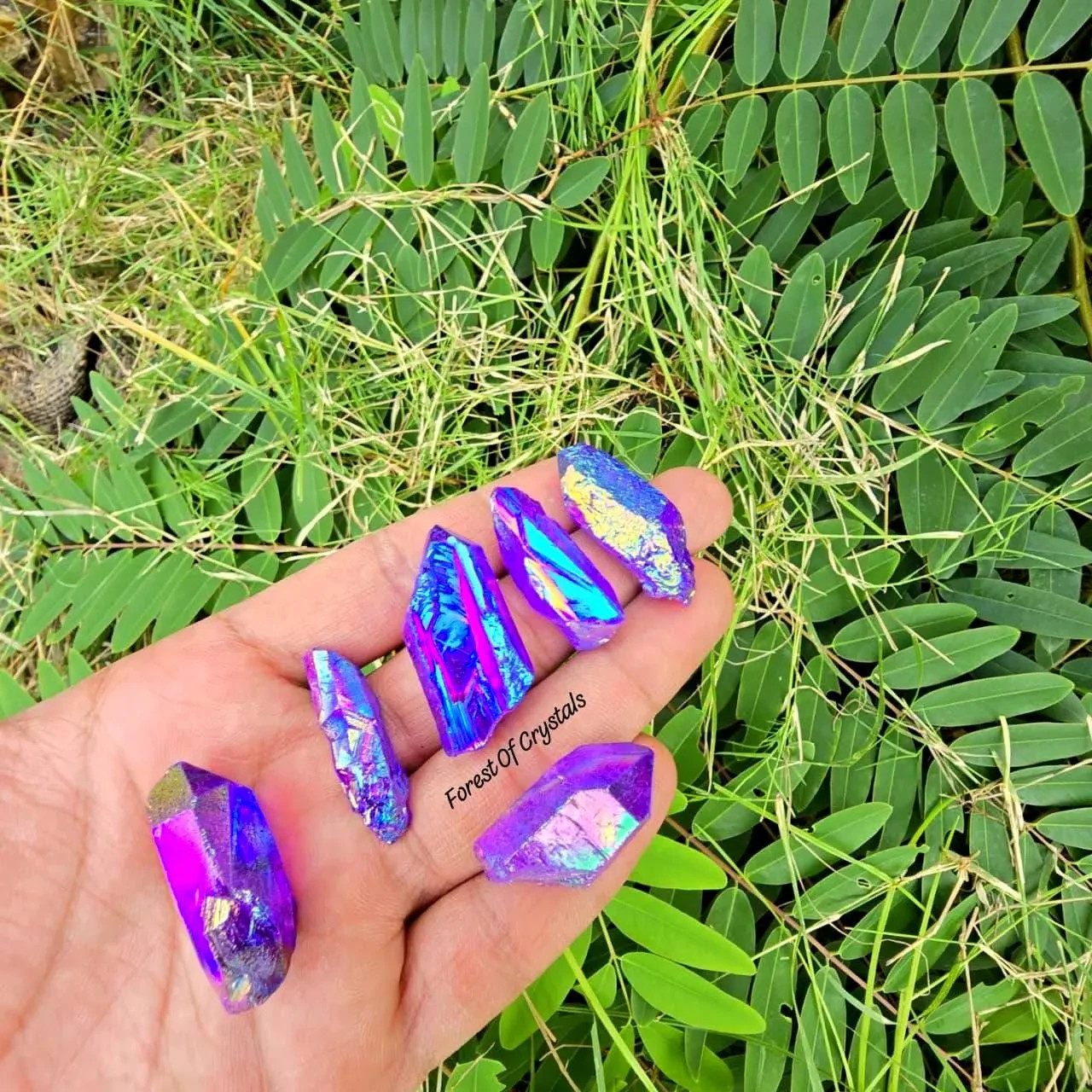 Titanium Purple Aura Crystal Point 25-35mm | Gridding Reiki Stone Jewelry Making