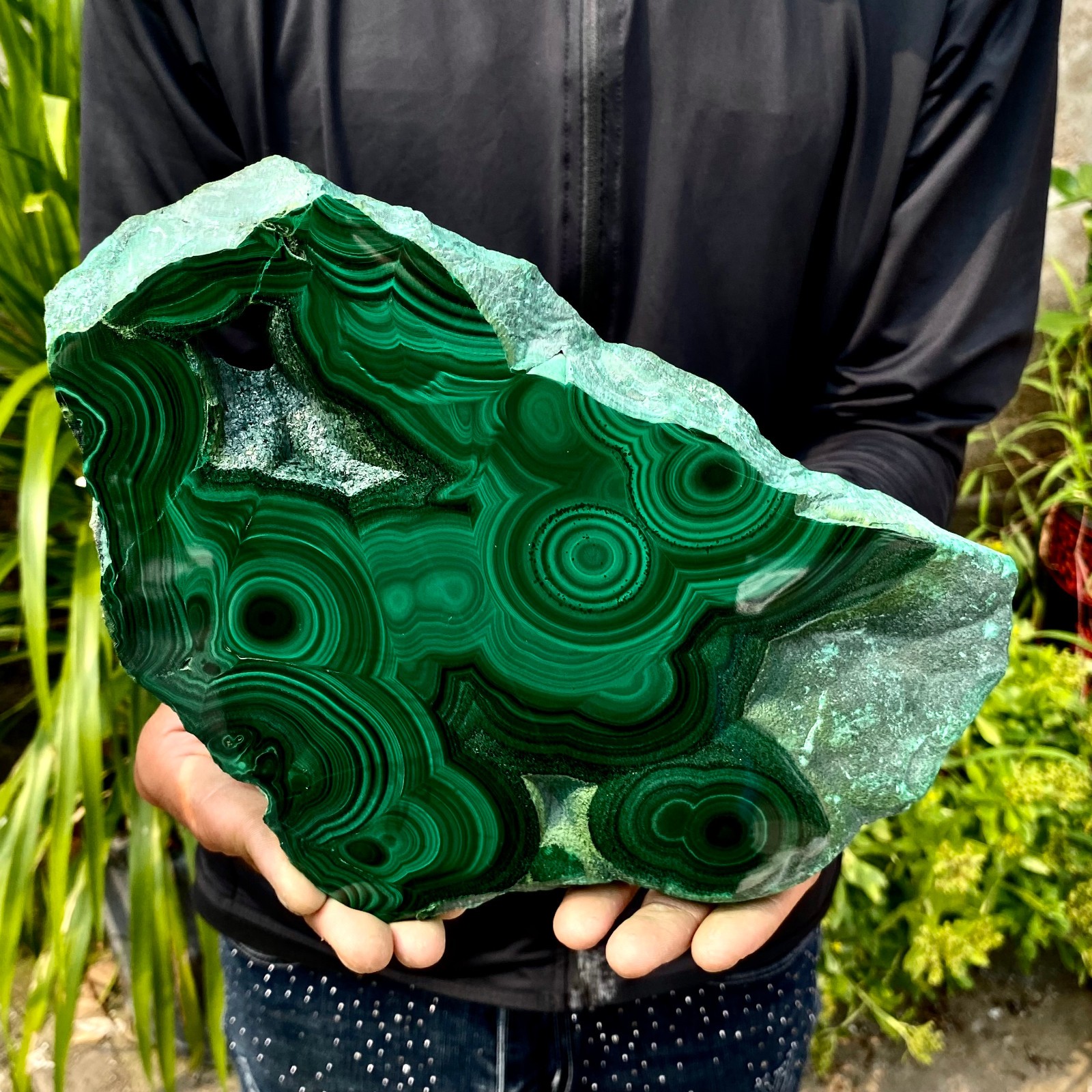 3.85LB Natural Green Malachite Slab Quartz Crystal Slice Ore Specimen Healing