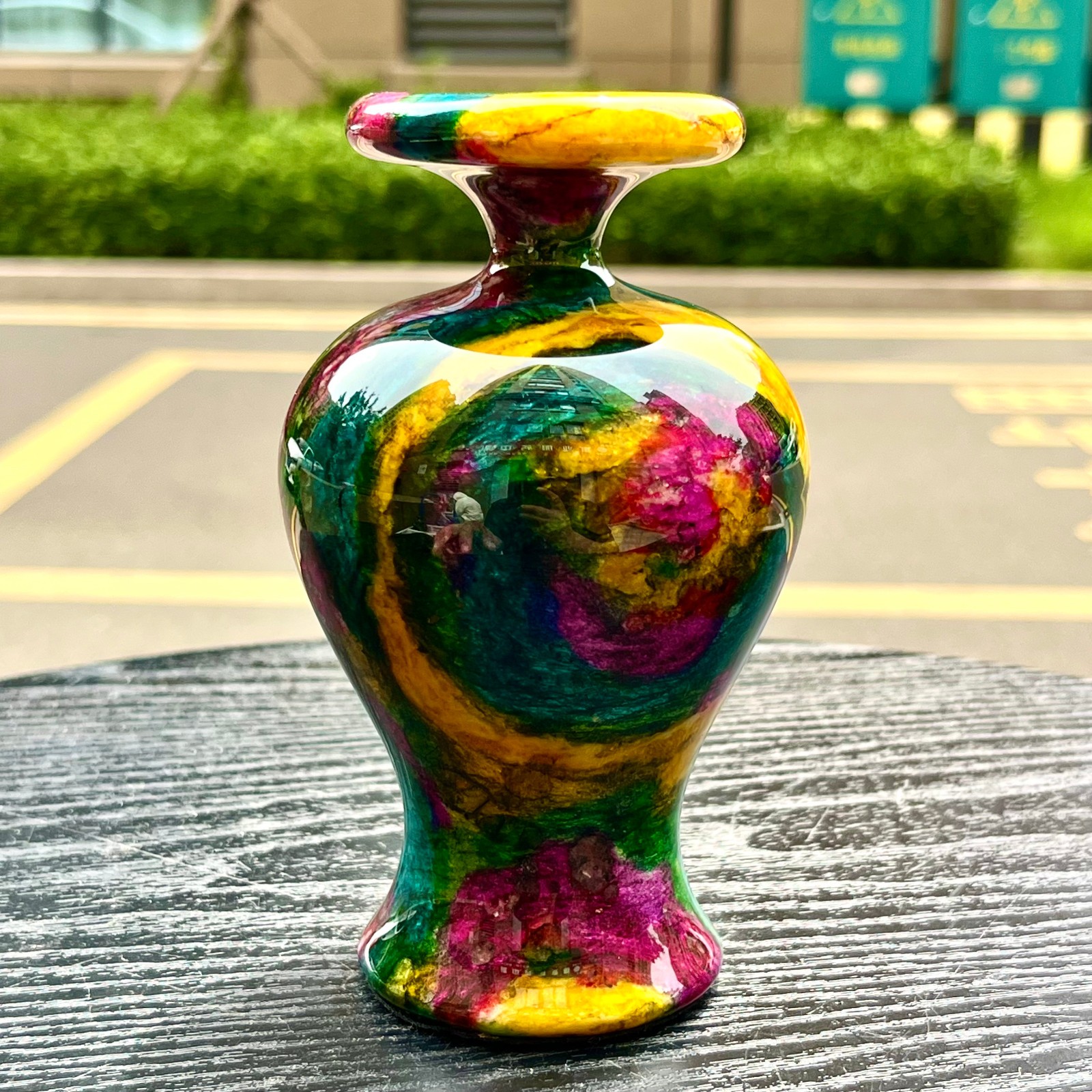 1.91LB Natural “Seven Colors Jade” vase specimen -Taiwan China