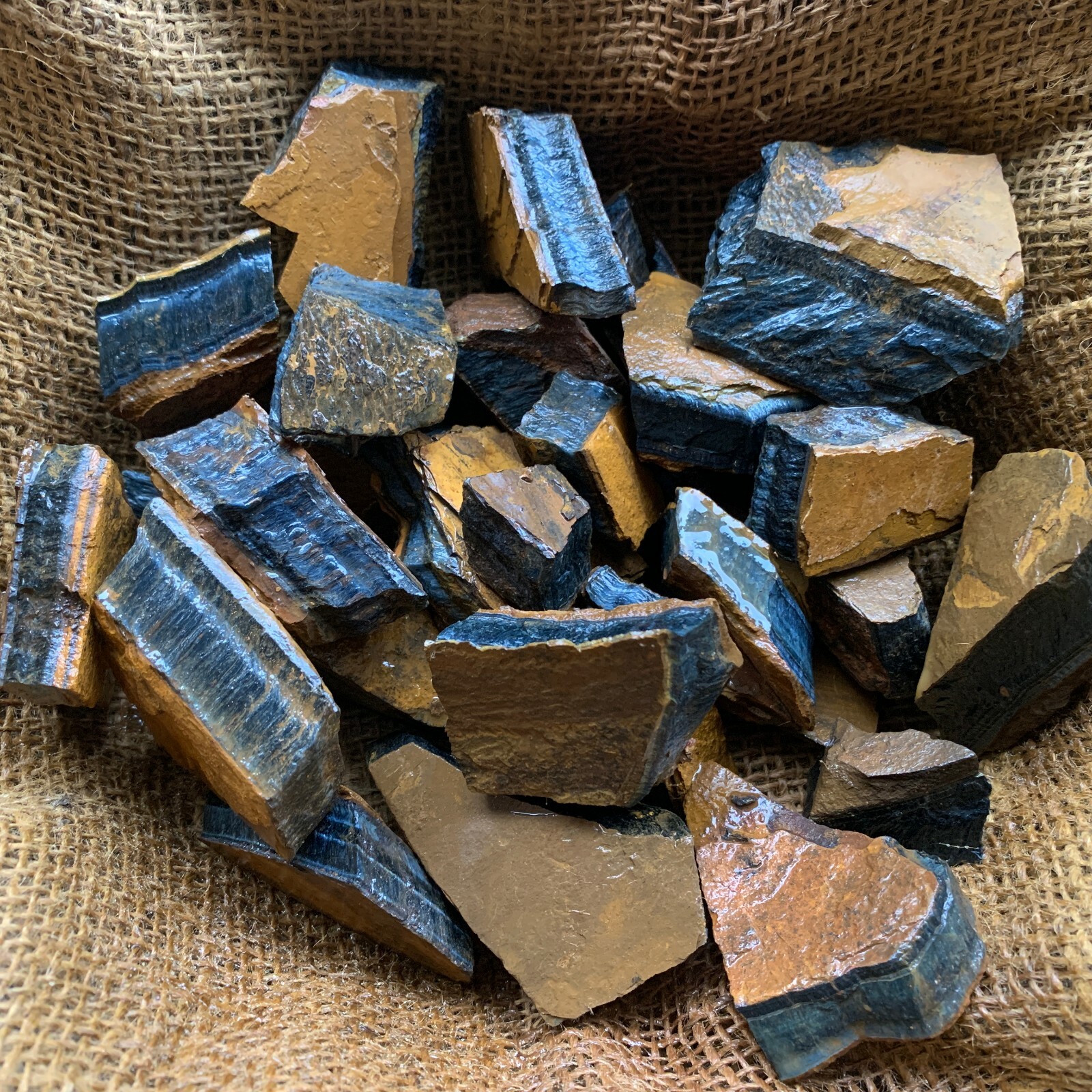 BLUE Tiger Eye Rough – 2000 Carat Lots + a FREE Faceted Gemstone!