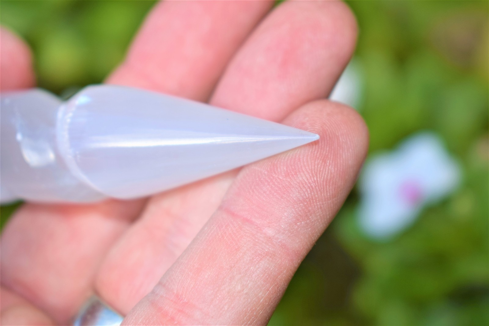 6″ Spiral Faceted Selenite Crystal Massage Wand + Baby Moroccan Selenite Heart