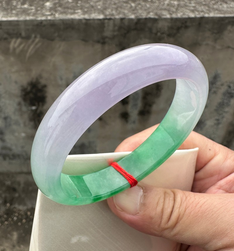 Certified Natural Grade AAA Ice Green Burmese Jade jadeite bracelet bangle 57MM
