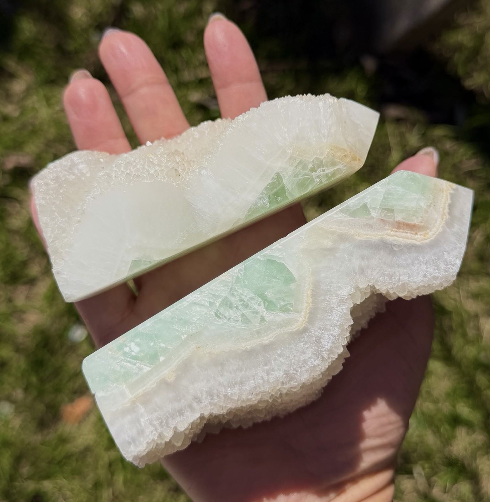 Wholesale 4-5 Pcs Druzy Sugar Fluorite Half Rough Tower Obelisk Natural Crystal