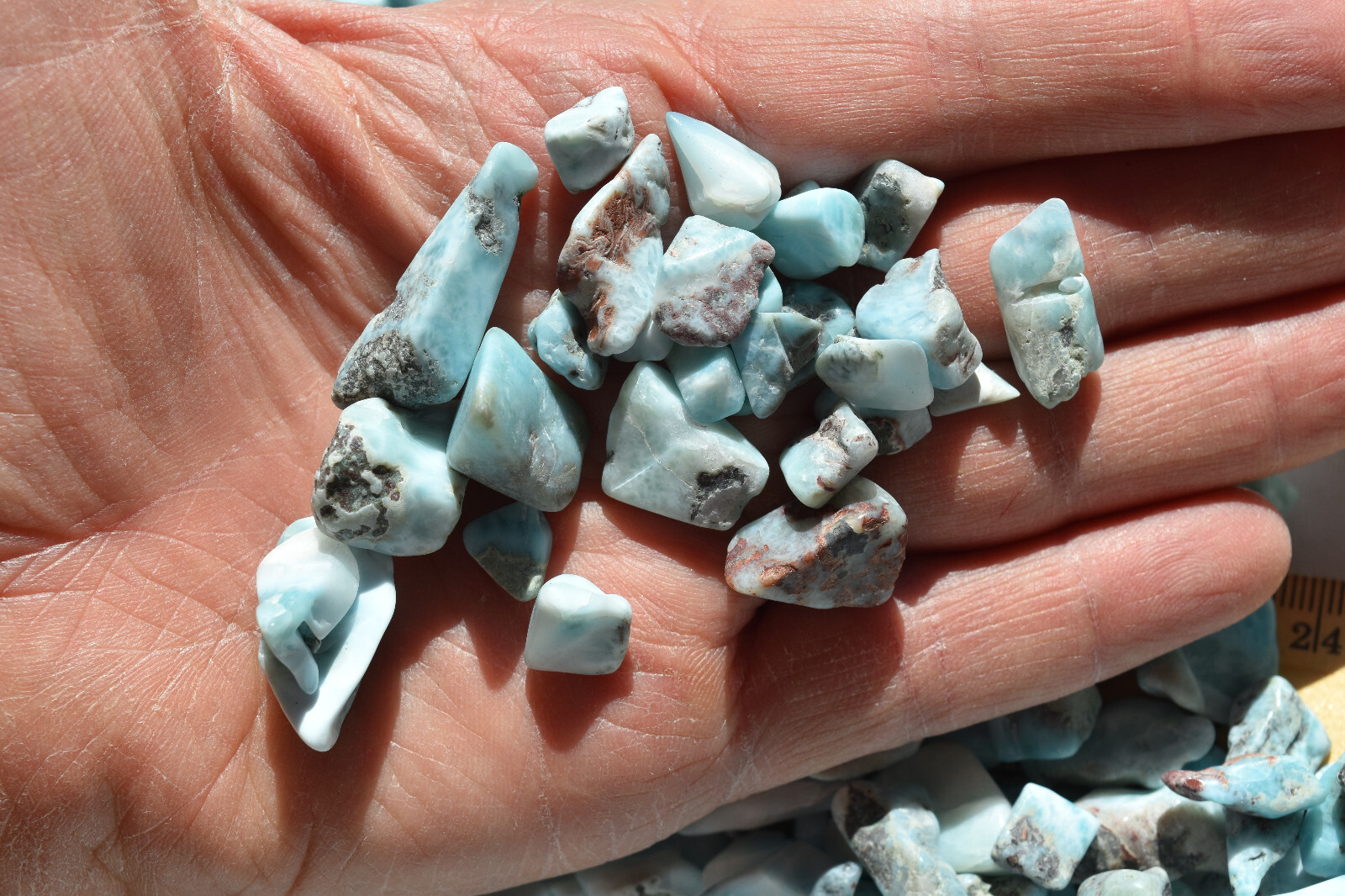WHOLESALE Larimar Tumbled Stones from Dominican Republic 1 kg # 5535