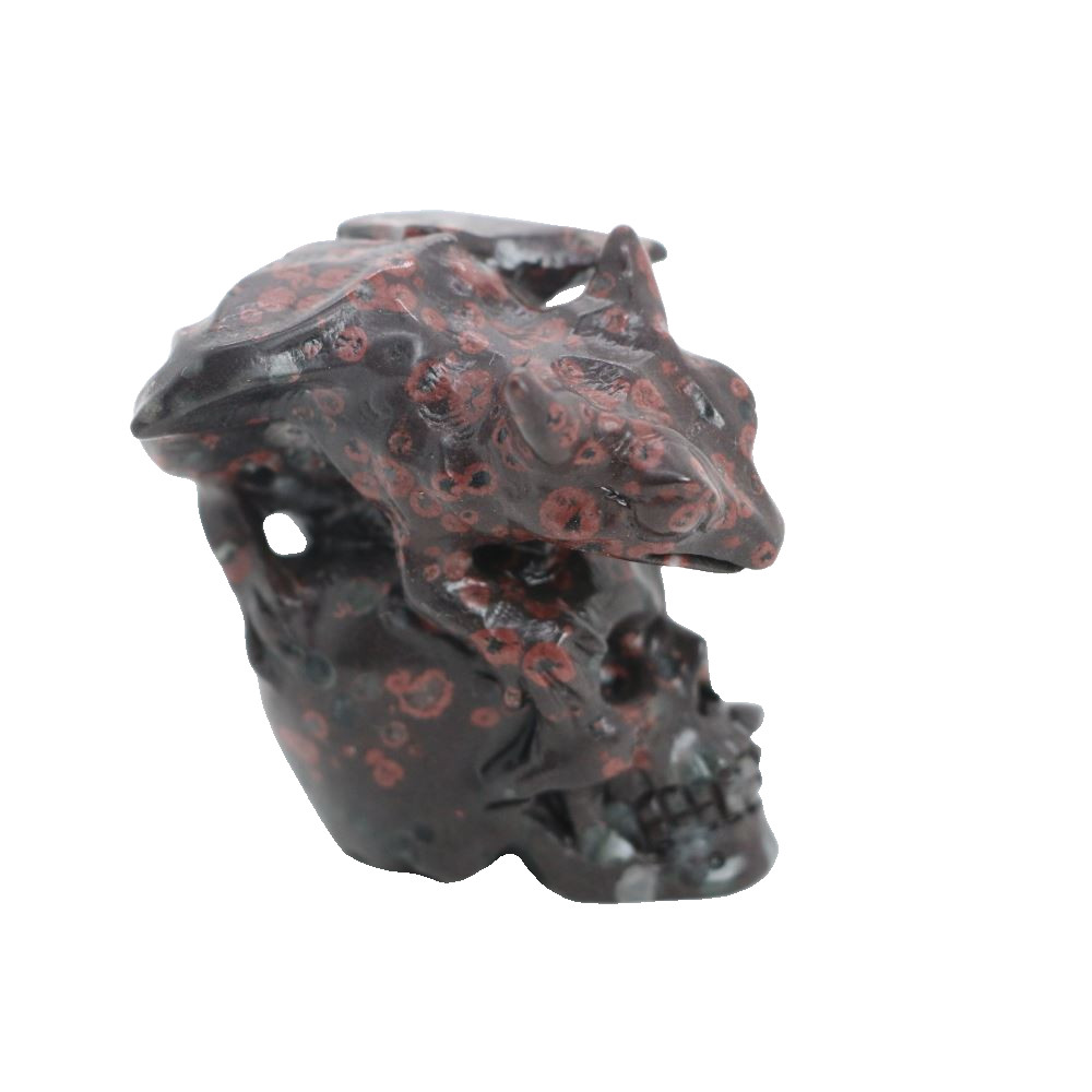 1.8″ PLUM FLOWER STONE Carved Dragon Crystal Skull Realistic Crystal Healing