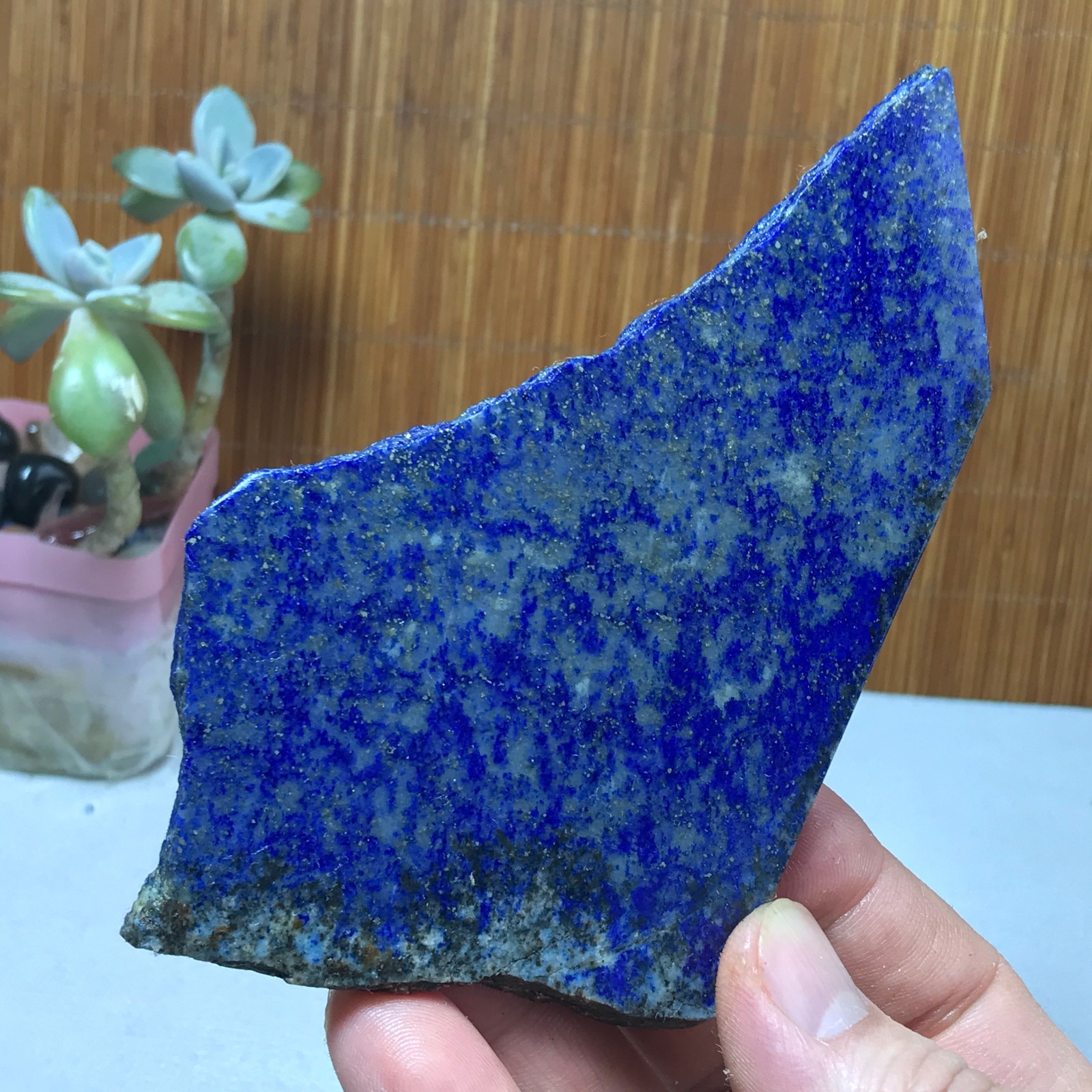 118-79-6mm Natural Lapis lazuli slice Crystal gemstone Polish/rough 104g A2860