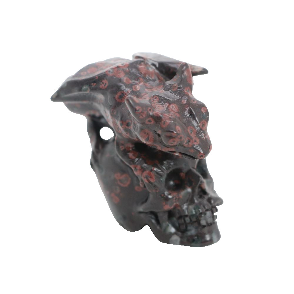 1.8″ PLUM FLOWER STONE Carved Dragon Crystal Skull Realistic Crystal Healing