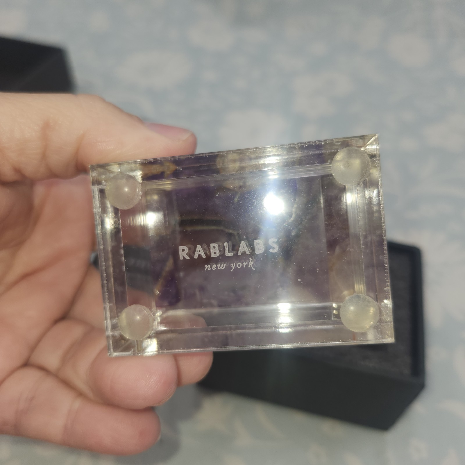 NEW RABLABS RARE Adorado LUCITE BOX Moss Agate purple trinket