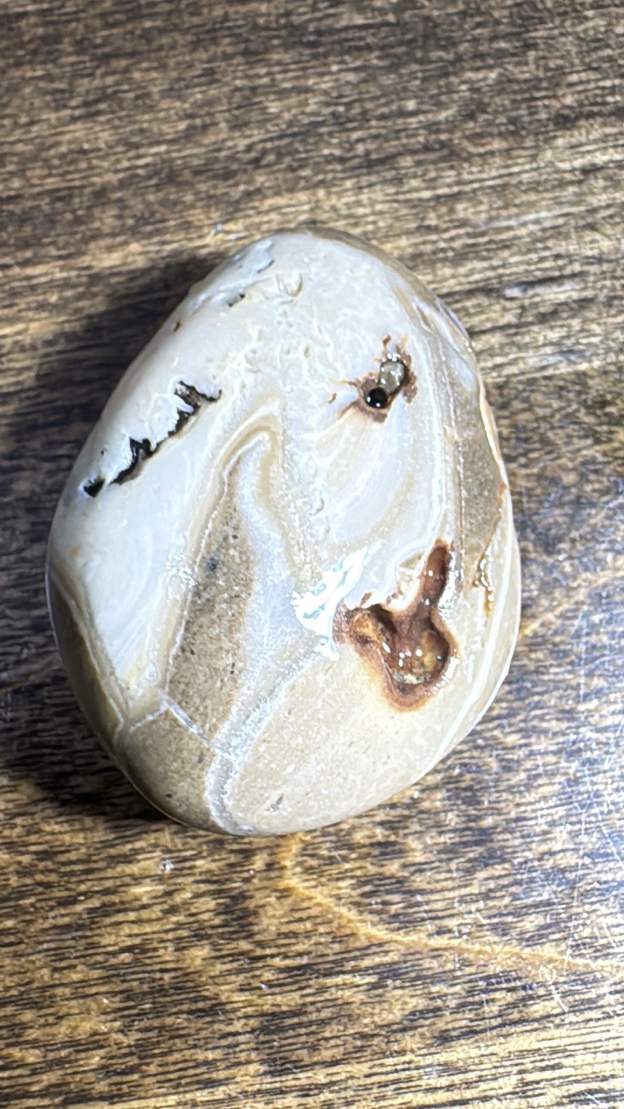 UnPolished Brown and White Agate Stone Specimen – Surf Tumbled Mineral