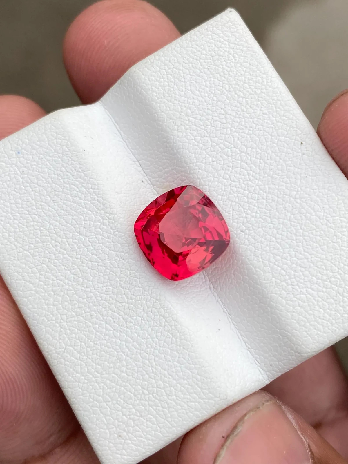 6 Ct Lab Grown Orange Sapphire, 10x10mm Cushion Cut Loose Gemstone .