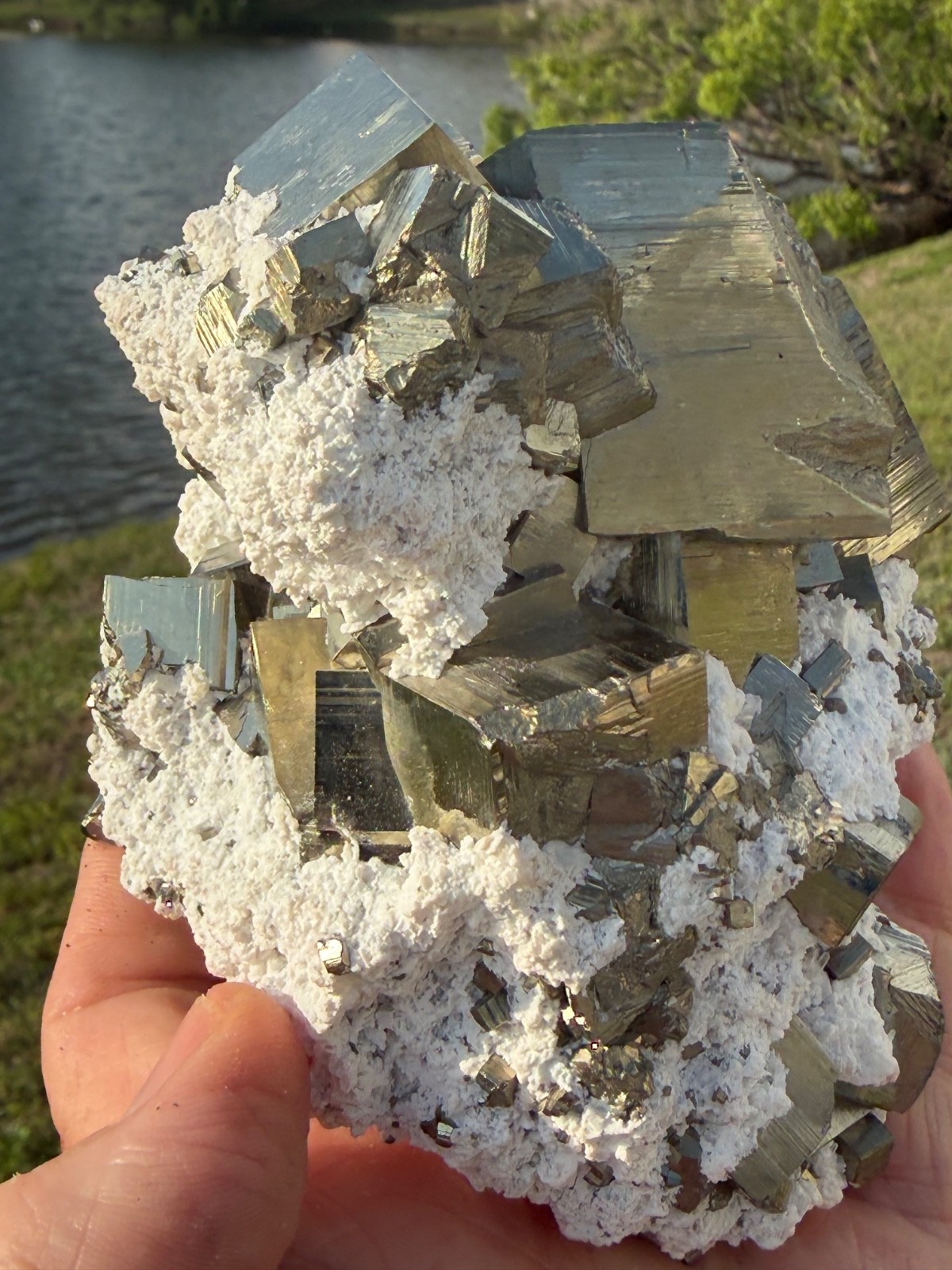 AA PYRITE Crystal CUBE Cluster Huanzala Mine Peru 2.9 LBS 3 3/4″ High x 5″
