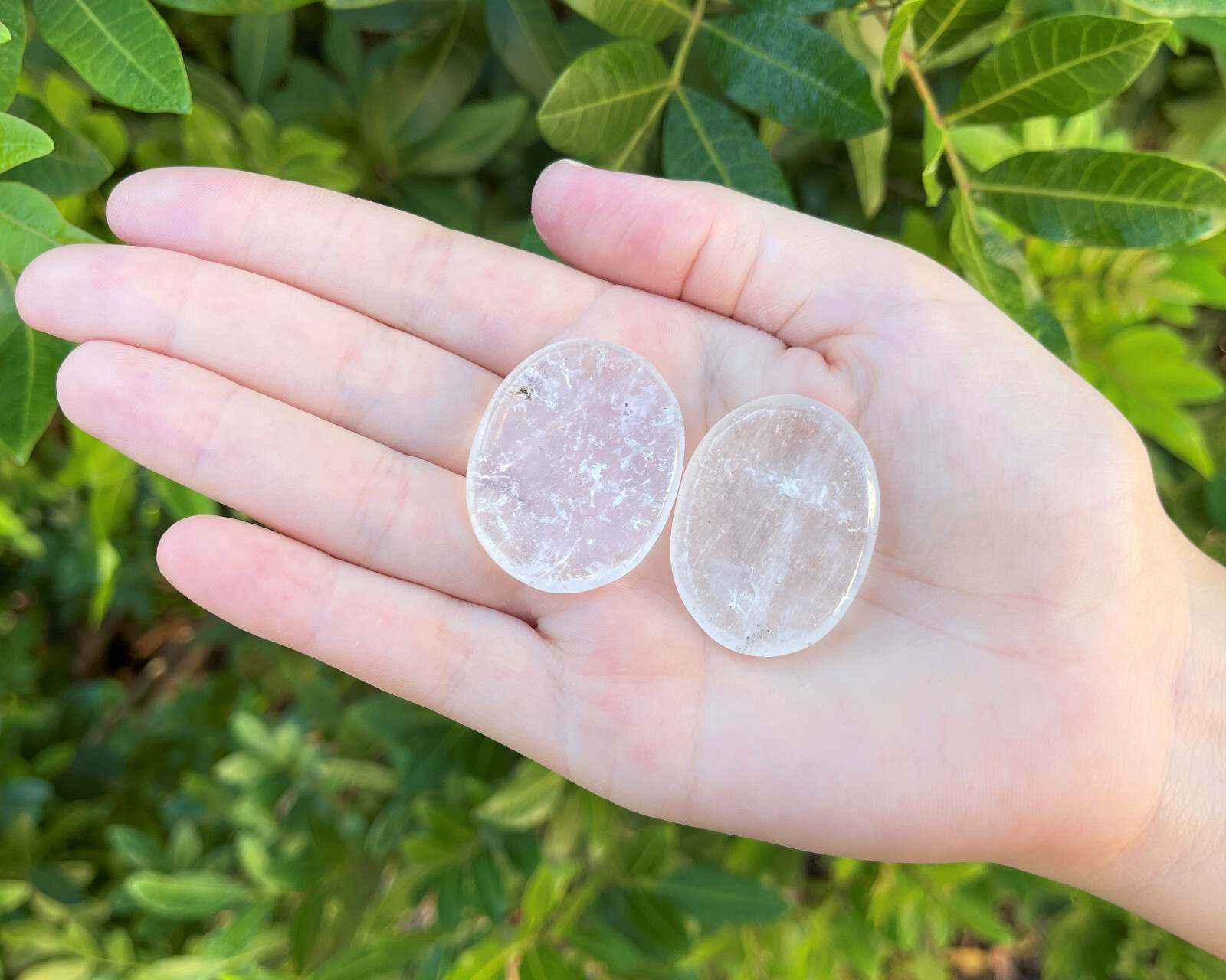 Clear Quartz Worry Stone (Smooth Polished Pocket Stone, Clear Quartz Palm Stone)