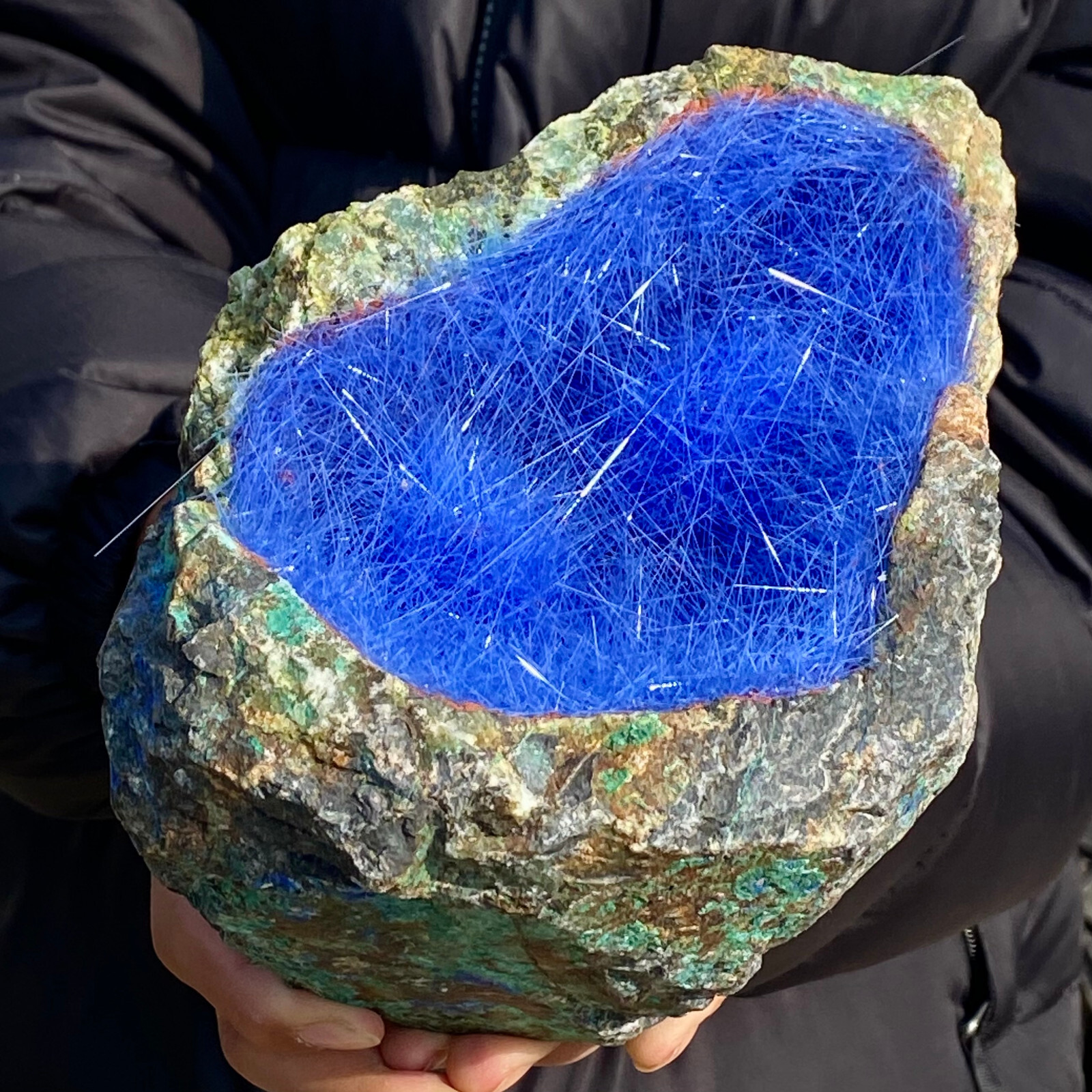 7.17LB Natural Blue Needle Iron Ore Mineral , Original Ore Quartz Crystal