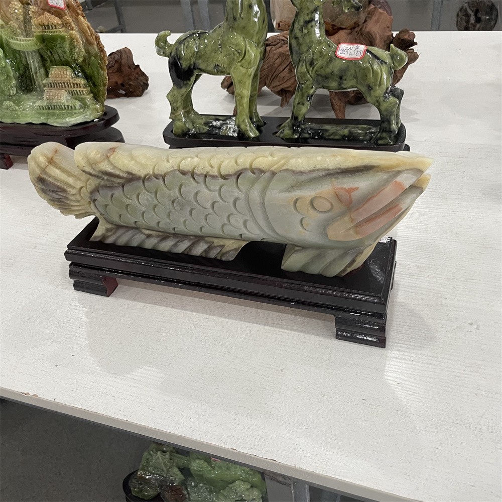 17.1LB 17.1″ Natural Afghan Jade Money Fish Quartz Crystal Animal Healing Decor