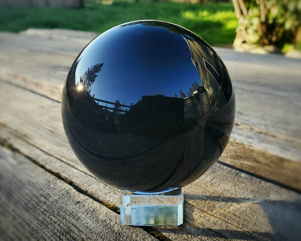 80mm Large Black Crystal Ball, Crystal Fortune Telling Ball, Quartz, 3.15 Inch