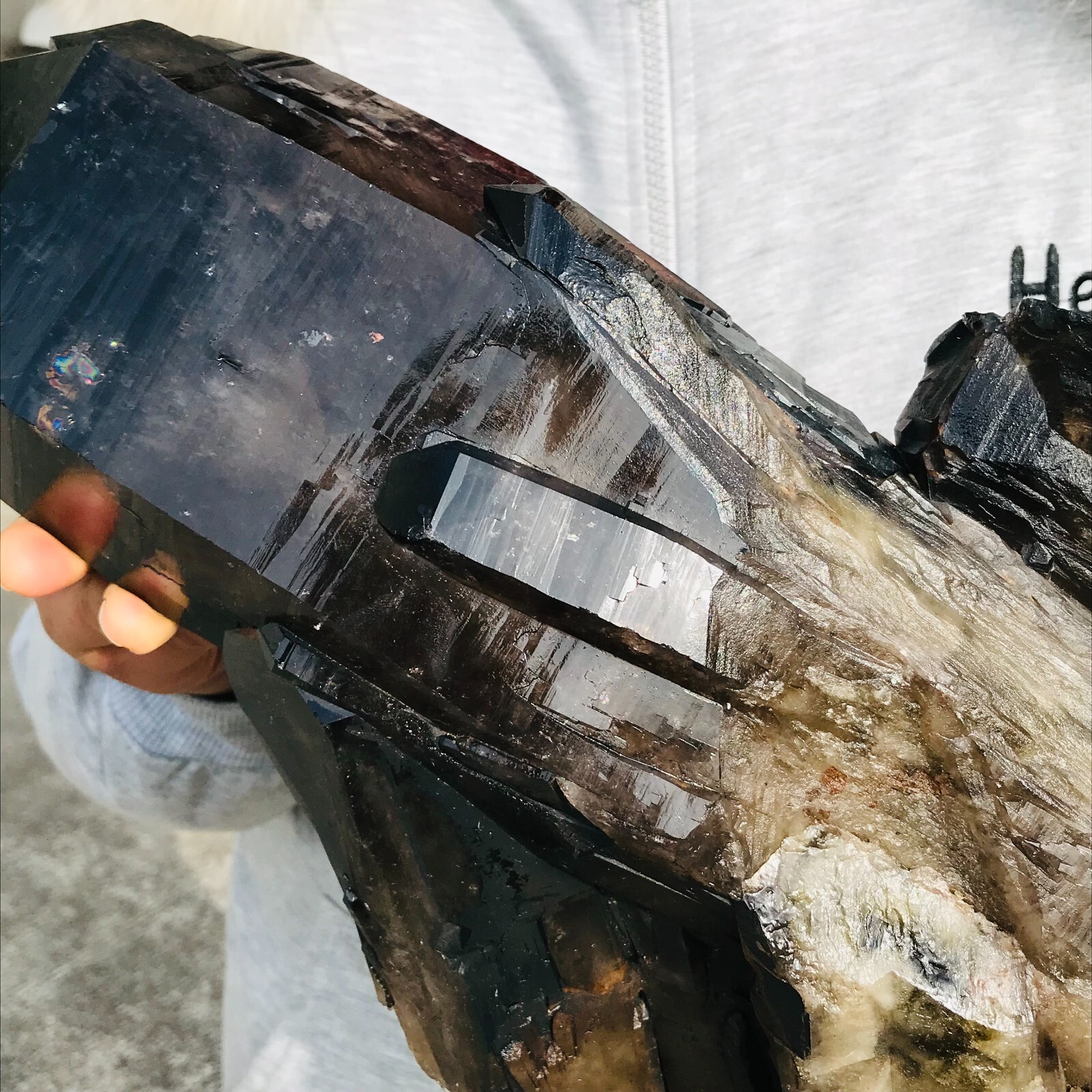 16.00lb Large Natural Smoky Black Skeleton Quartz Crystal Point Rough Mineral