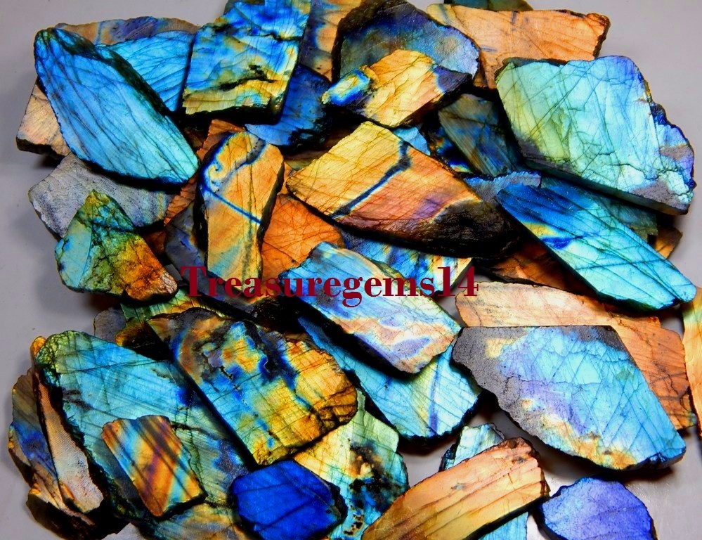 1260 CT NATURAL MULTI FIRE LABRADORITE SPECTROLITE ROCK ROUGH TILE SLAB GEMSTONE