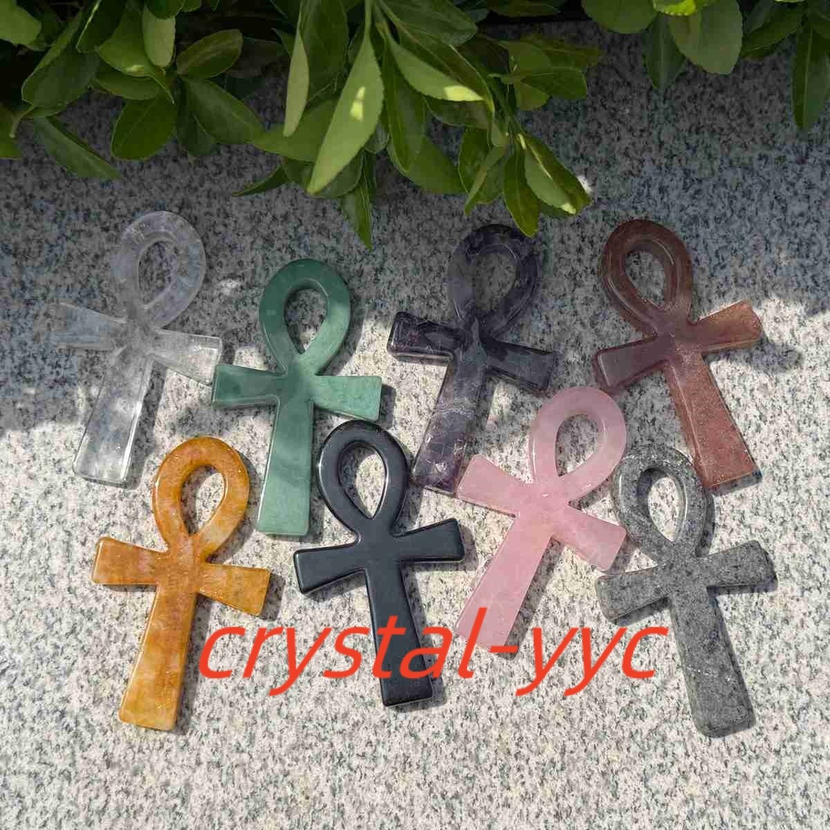 4.3″ Natural Quartz Crystal Cross Carved Crystal Ankh Reiki Healing Gift