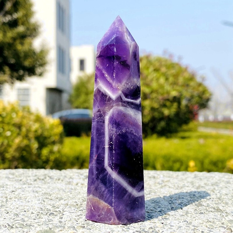 78g Natural dreamy amethyst obelisk quartz crystal energy column