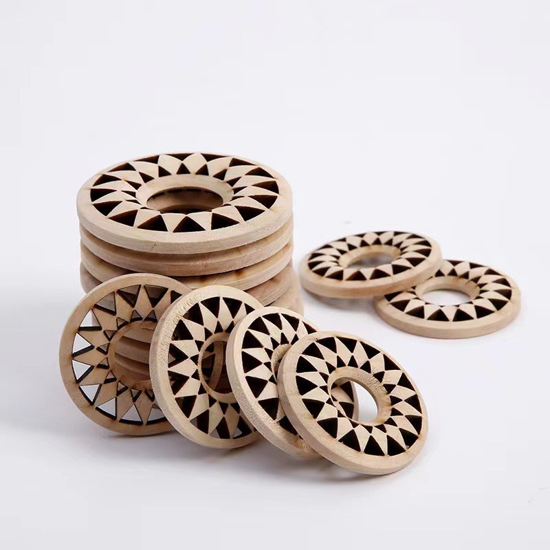 35-50mm Solid Wood Hollow Sunflower Crystal Ball Stand, Mineral Display Holder