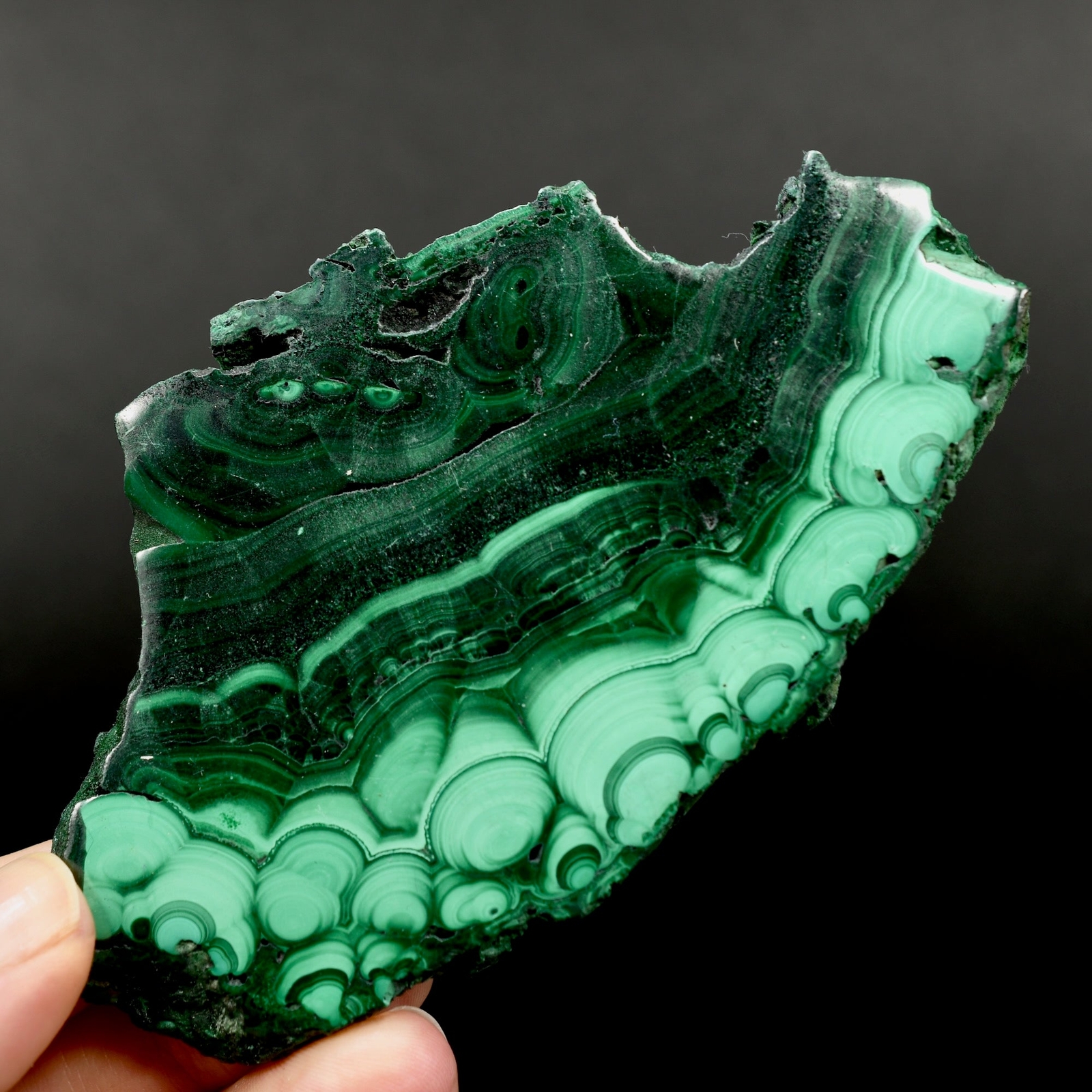 Natural AAA Malachite Crystal Slab, 4.5in 133g, Congo m9