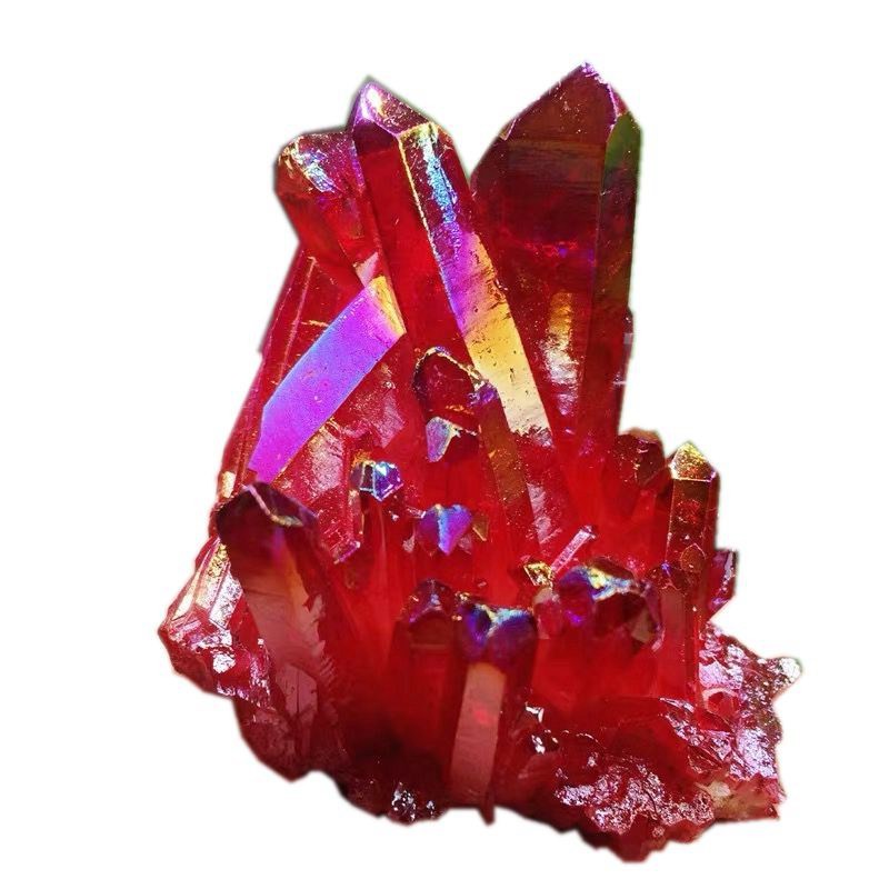 100g Natural Quartz Crystal Cluster Angel Aura Red Titanium Gemstone Healing US