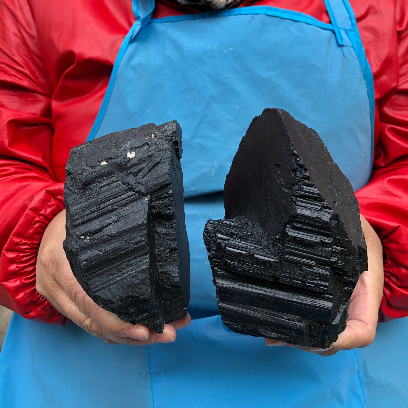 2 pieces 5.25LB Natural Black Tourmaline Crystal Stone Mineral Specimen 3390