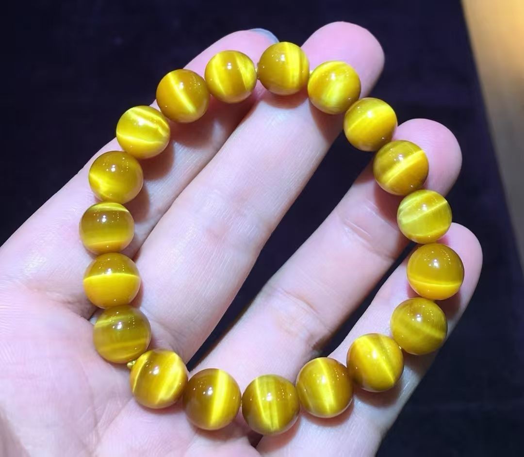Genuine Natural Gold Tiger Eye Gemstone Beads Woman Bracelet AAAA 10mm