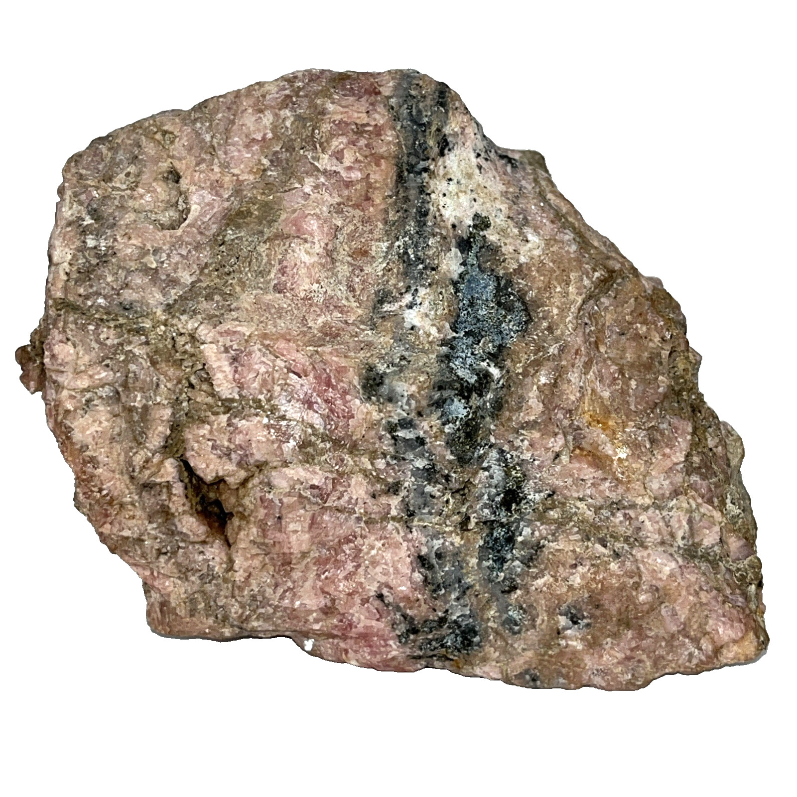 Rhodonite w/Franklinite 940g Franklin NJ 120x90x85mm Rose Pink Gemstone Specimen