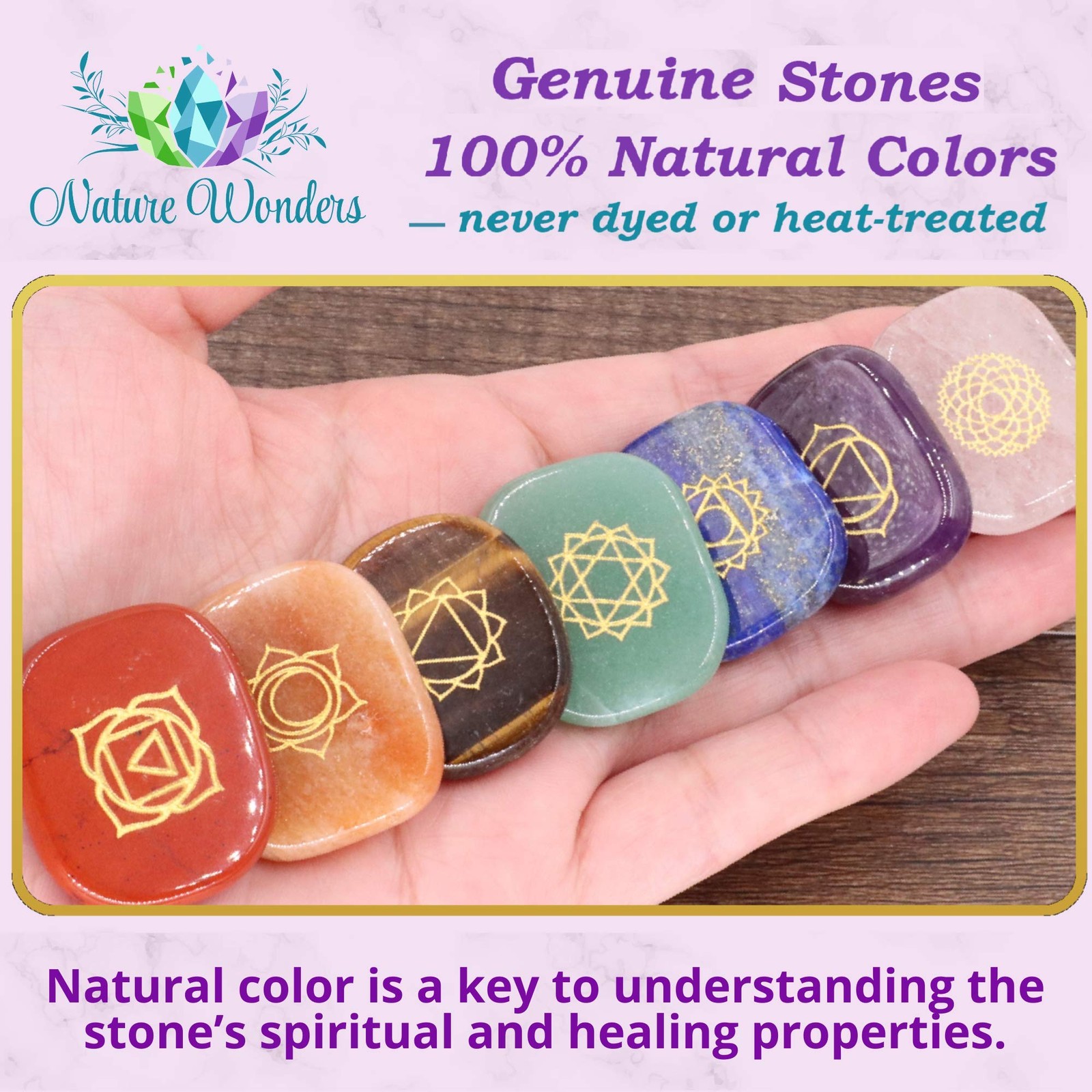 Chakra Stone Set Natural Healing Crystals Polished Palm Meditation Reiki Energy