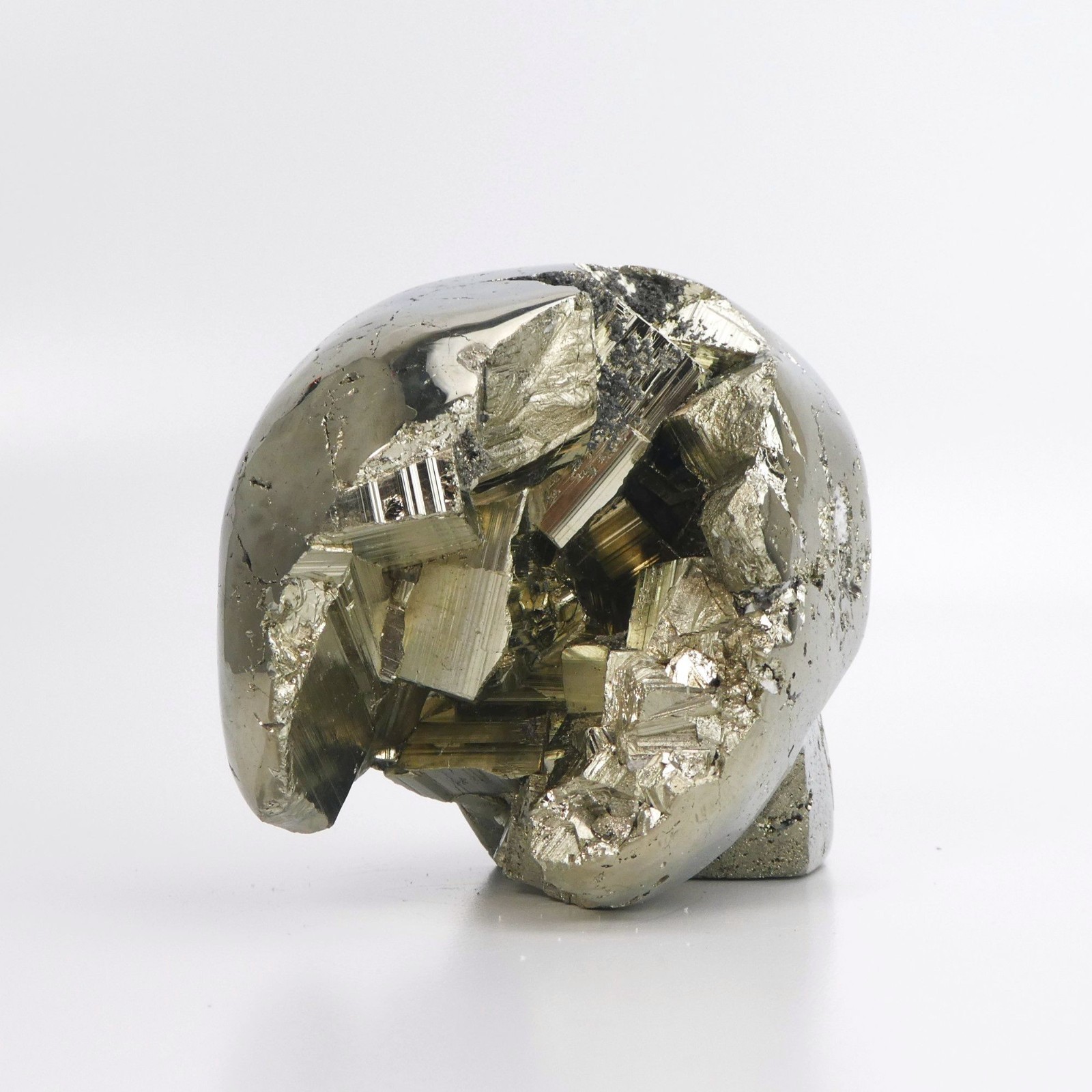 3.75″ 2lb Pyrite Skull from Peru Hand Carved Polished Natural Crystal Exposure