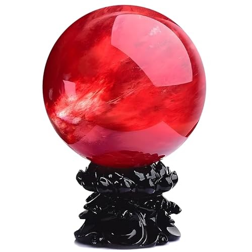 Red Obsidian Ball with Stand, 4 Inch Natural Red Crystal Ruby Ball Sphere