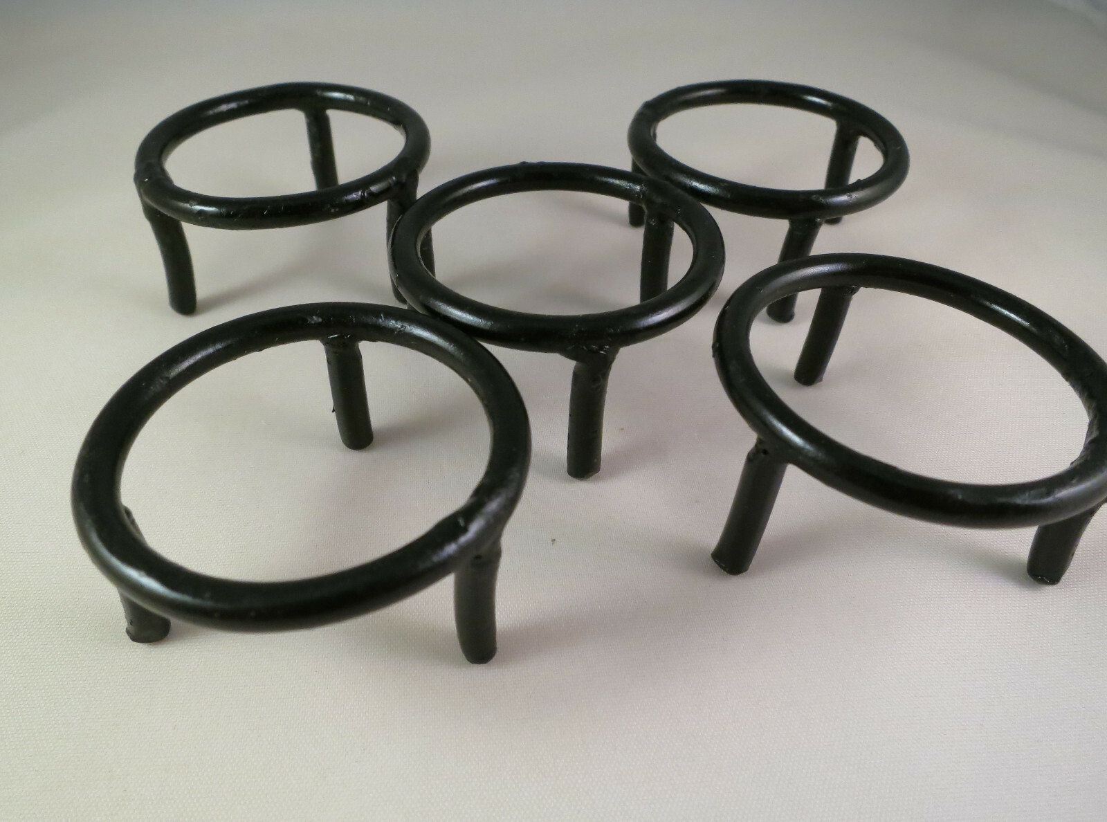 SET OF 5 – BLACK IRON SPHERE OR EGG STANDS