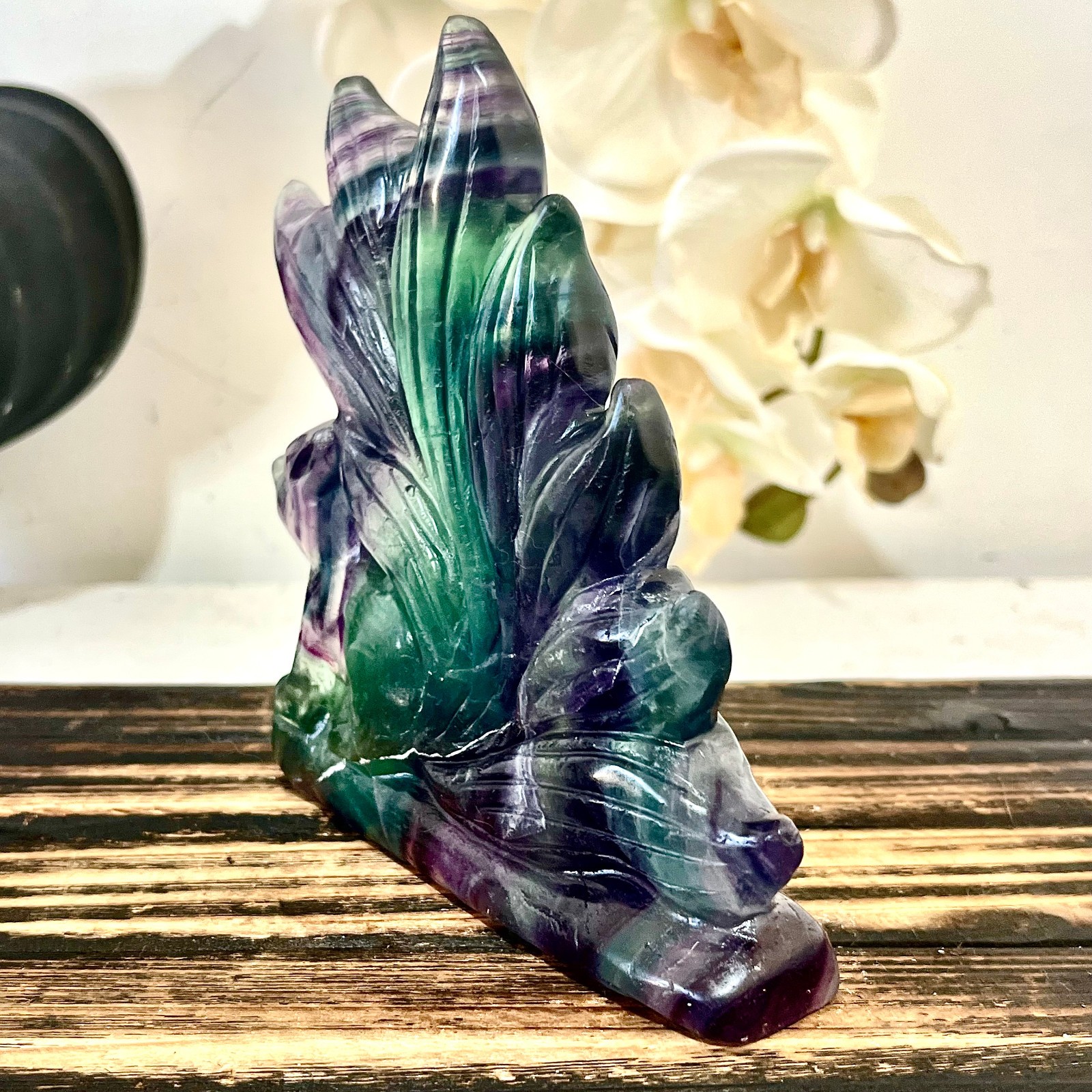 1.47LB Natural fluorite quartz products, hand carved and polished spiritual orna