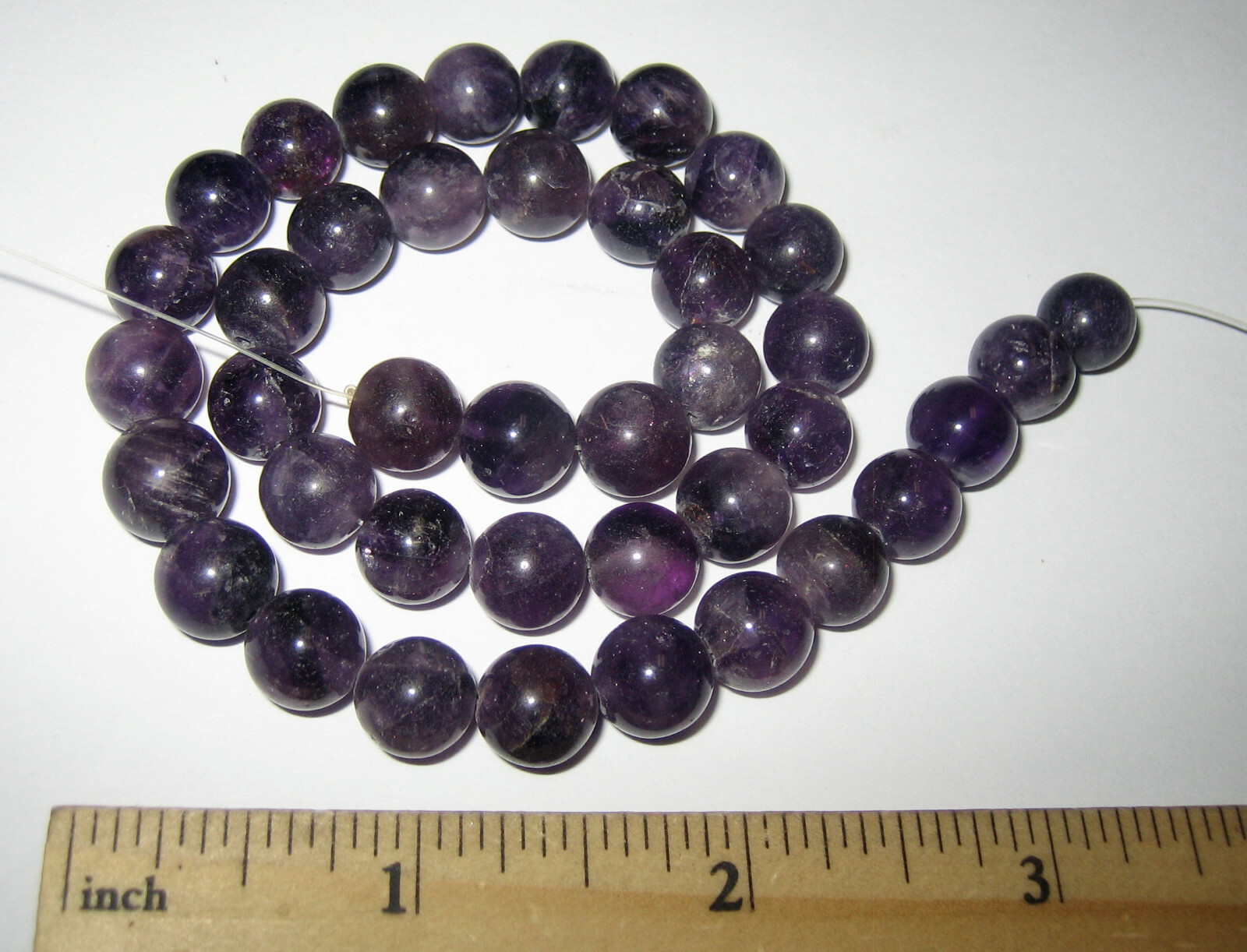 15″ POLISHED NATURAL 10mm ROUND AMETHYST CRYSTAL STONE BEAD STRAND 48.4grams *4