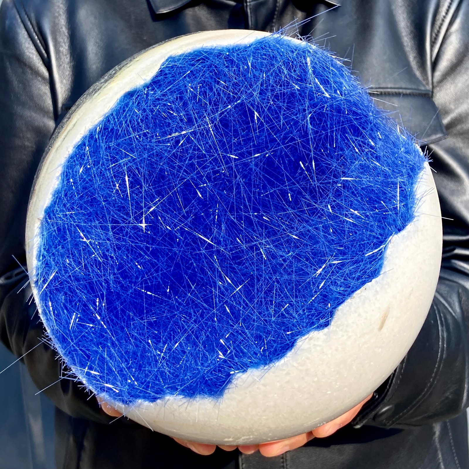 15LB Rare blue iron ore phosphate magnesium ore smiling crystal ball for healing