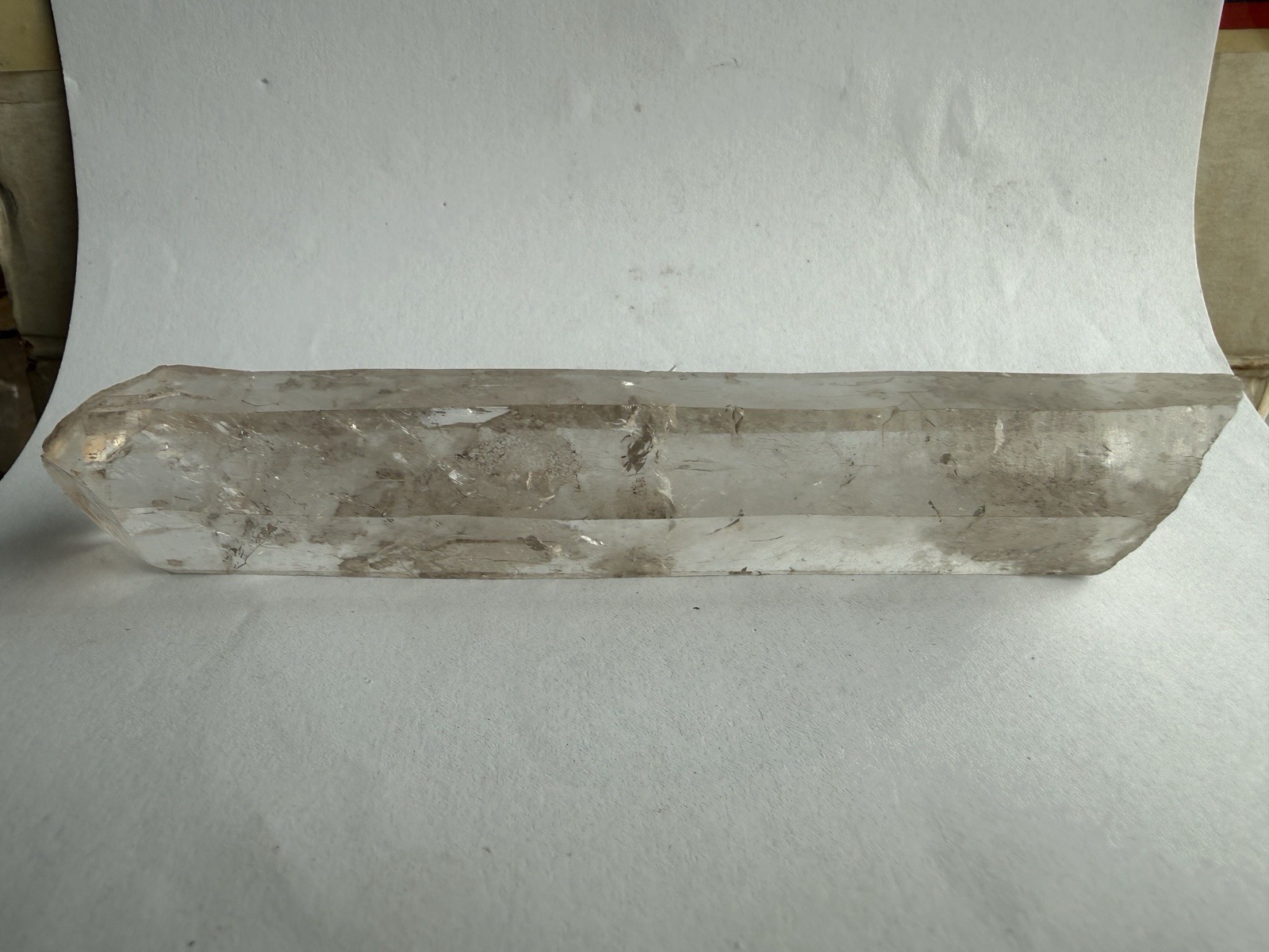 Natural Clear Smoky Quartz Crystal Point Wand 214g 6.5″ Raw Mineral Specimen