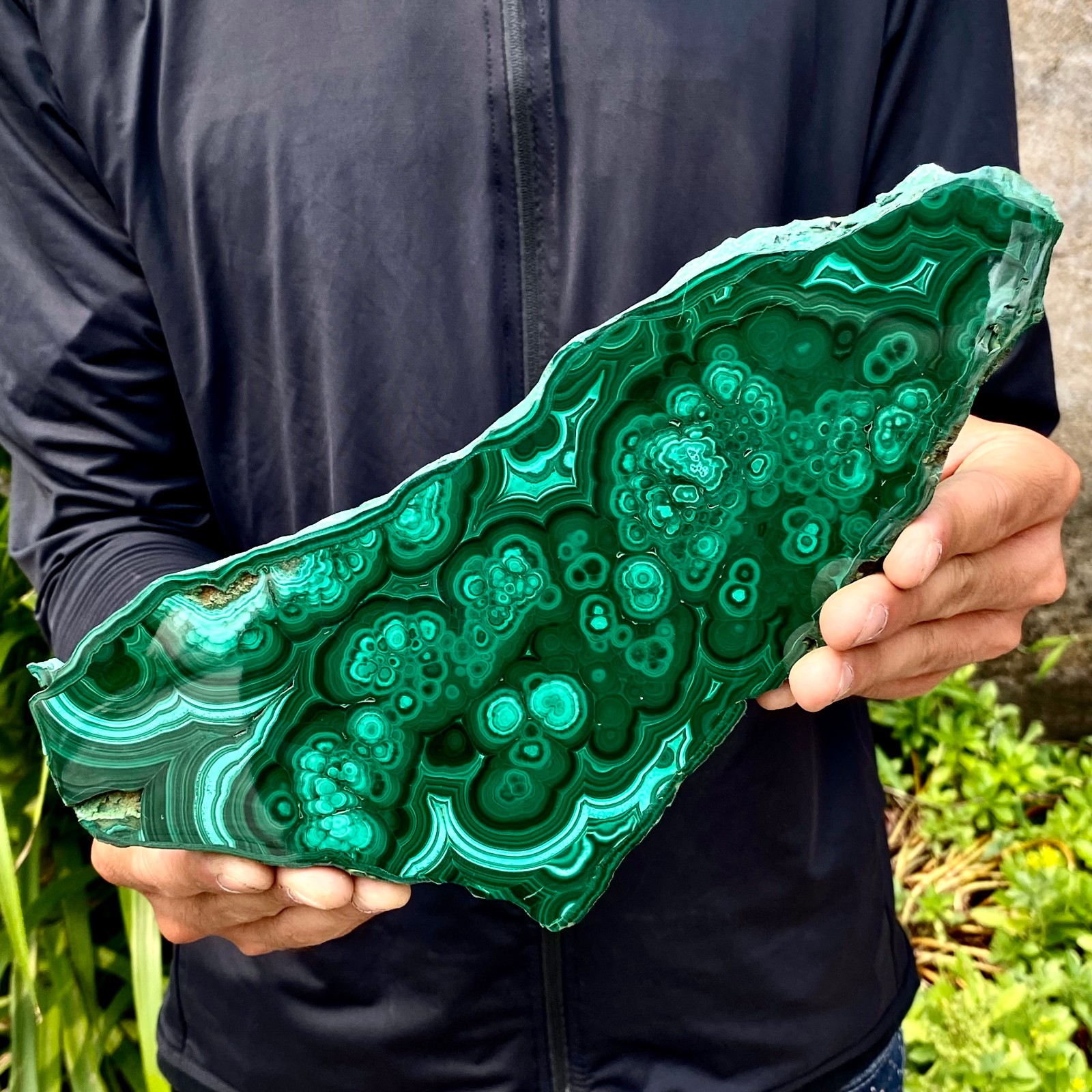 2.71LB Natural Green Malachite Crystal Flaky Pattern Ore Specimen Quartz Healing