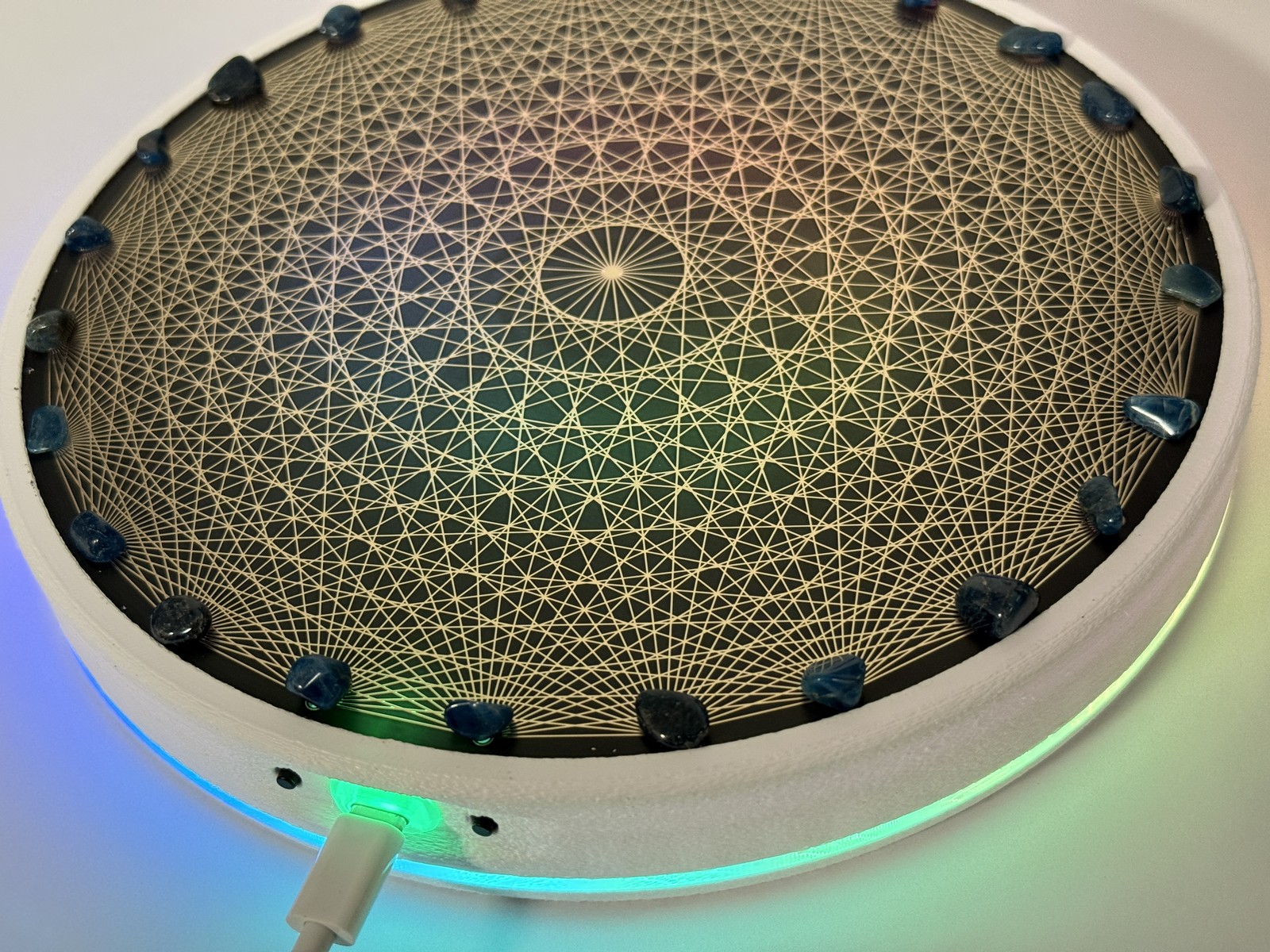 Actively Powered Tesseract Crystal Grid Altar Plate