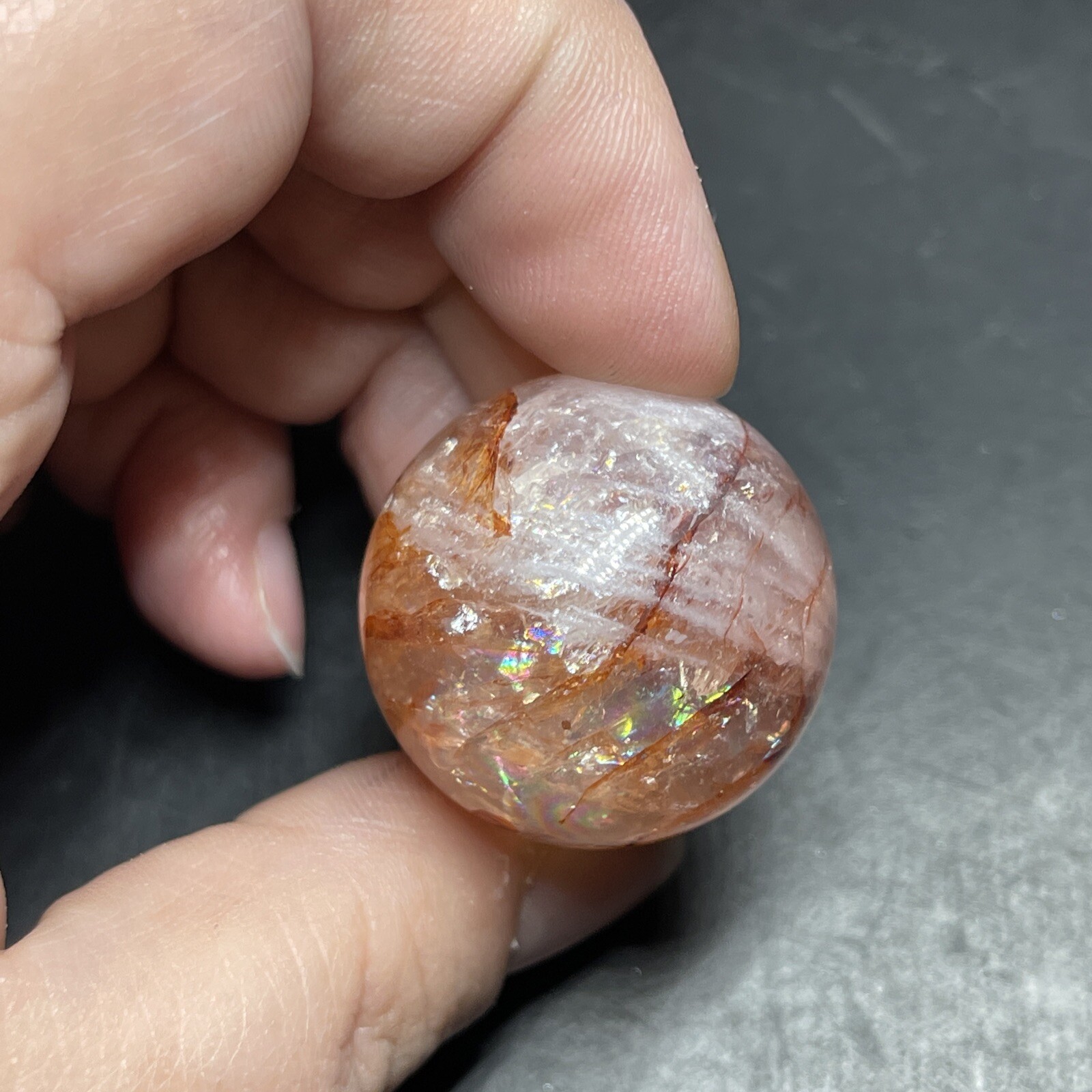 Fire Quartz Hematoid Crystal Sphere Ball Mini Sphere Marble 27.8mm