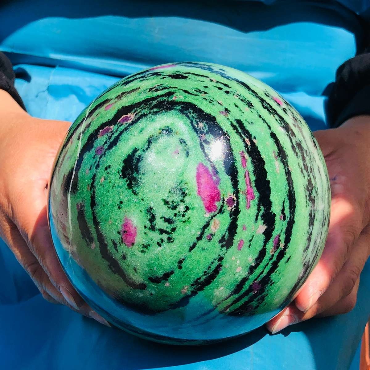 8.77 LB Large Natural Ruby Zoisite Sphere Crystal Healing Stone Specimen 5151