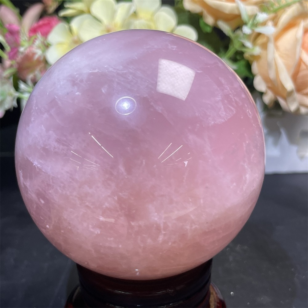 2.2LB 3.5″ Natural Rose Quartz Sphere Ball Decor Crystal Heal Reiki Rainbow