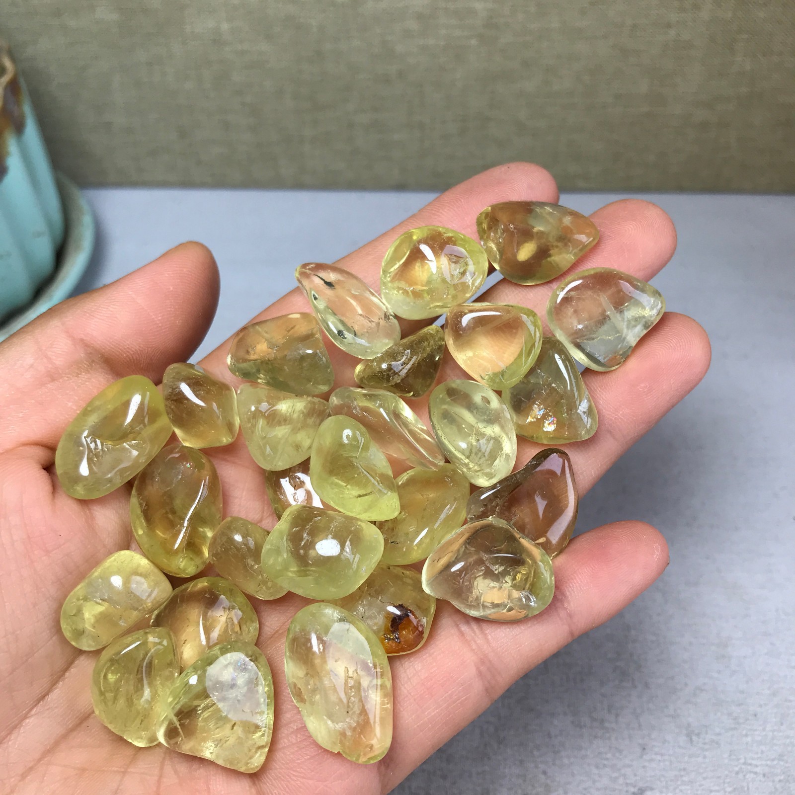 27pcs Rare Natural yellow Crystal block polish/rough specimens 101g A5388