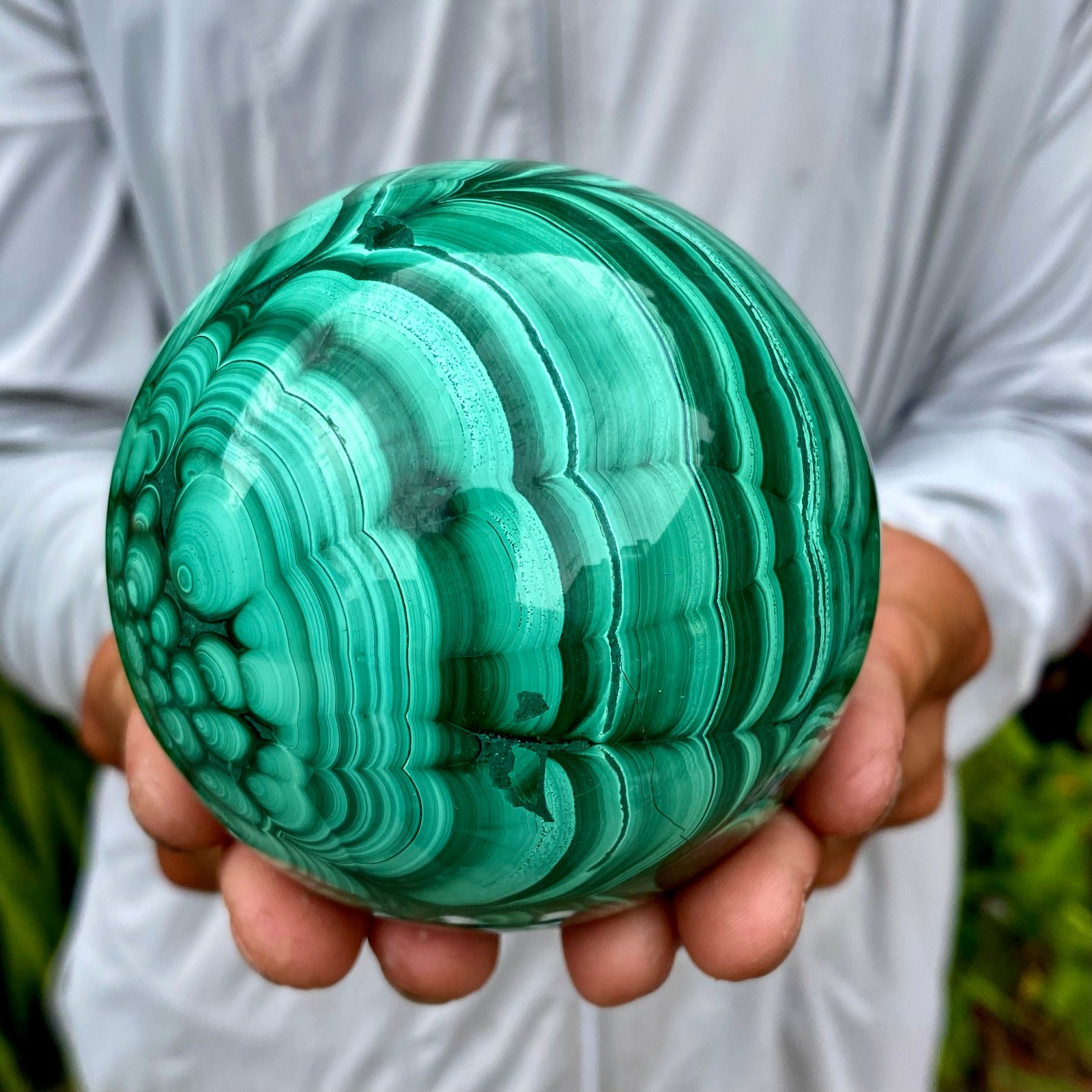2.51LB Rare Natural Malachite quartz hand Carved sphere Crystal Healing Gem ball