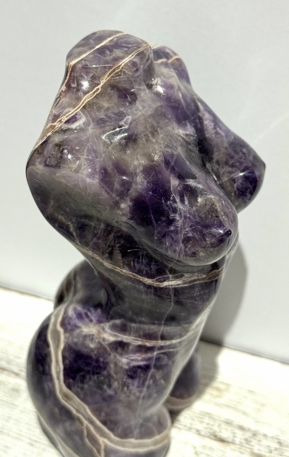 Dream Amethyst Goddess Body 7” Natural Stone Carving- Medium Sized