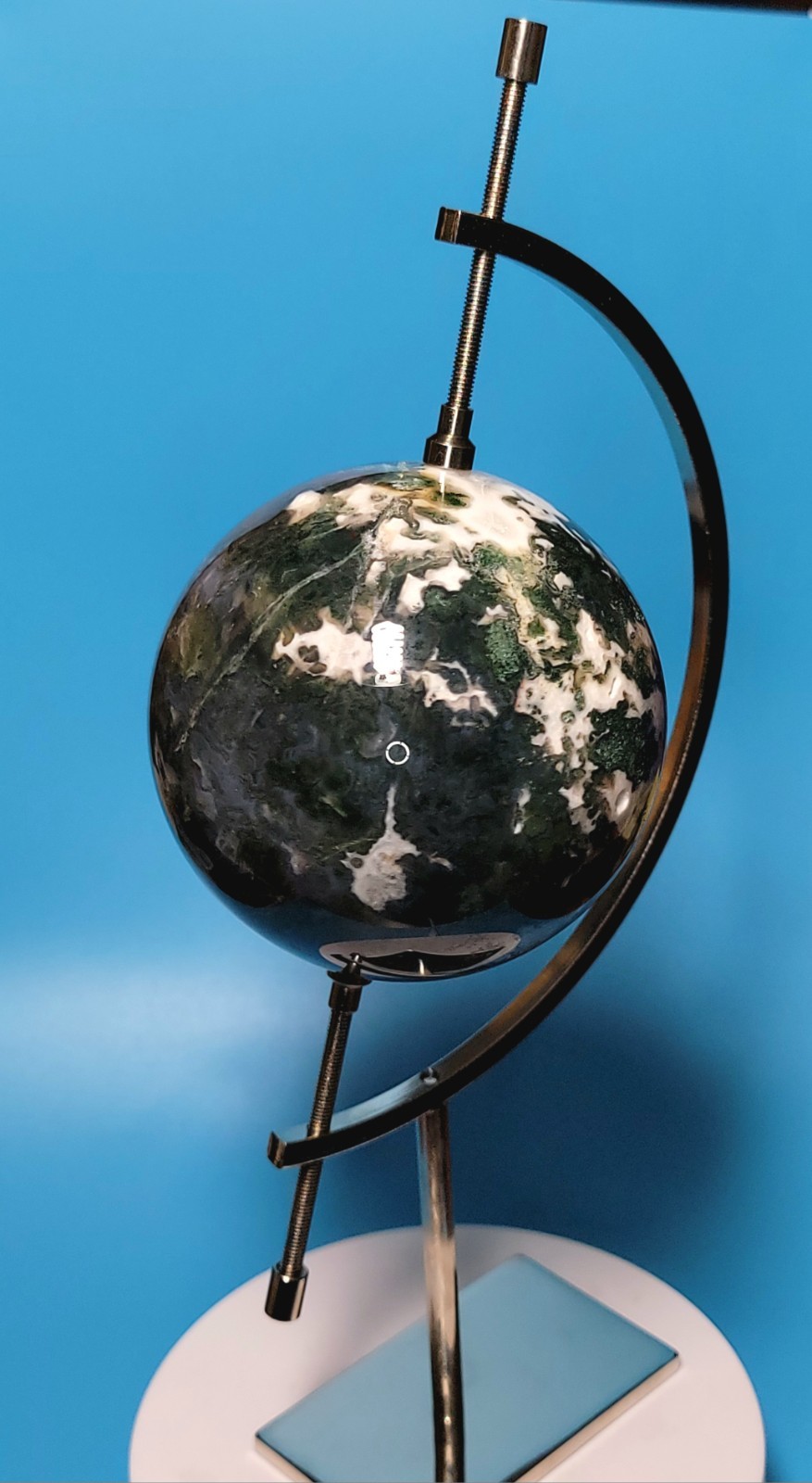 1.6 Lb Natural Aquatic Plants Agate Crystal Sphere with Aluminum Display Stand